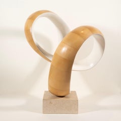 White Ravel in K Ii With Mineral Paint, and Stone Base Sculpture by Richard Fox