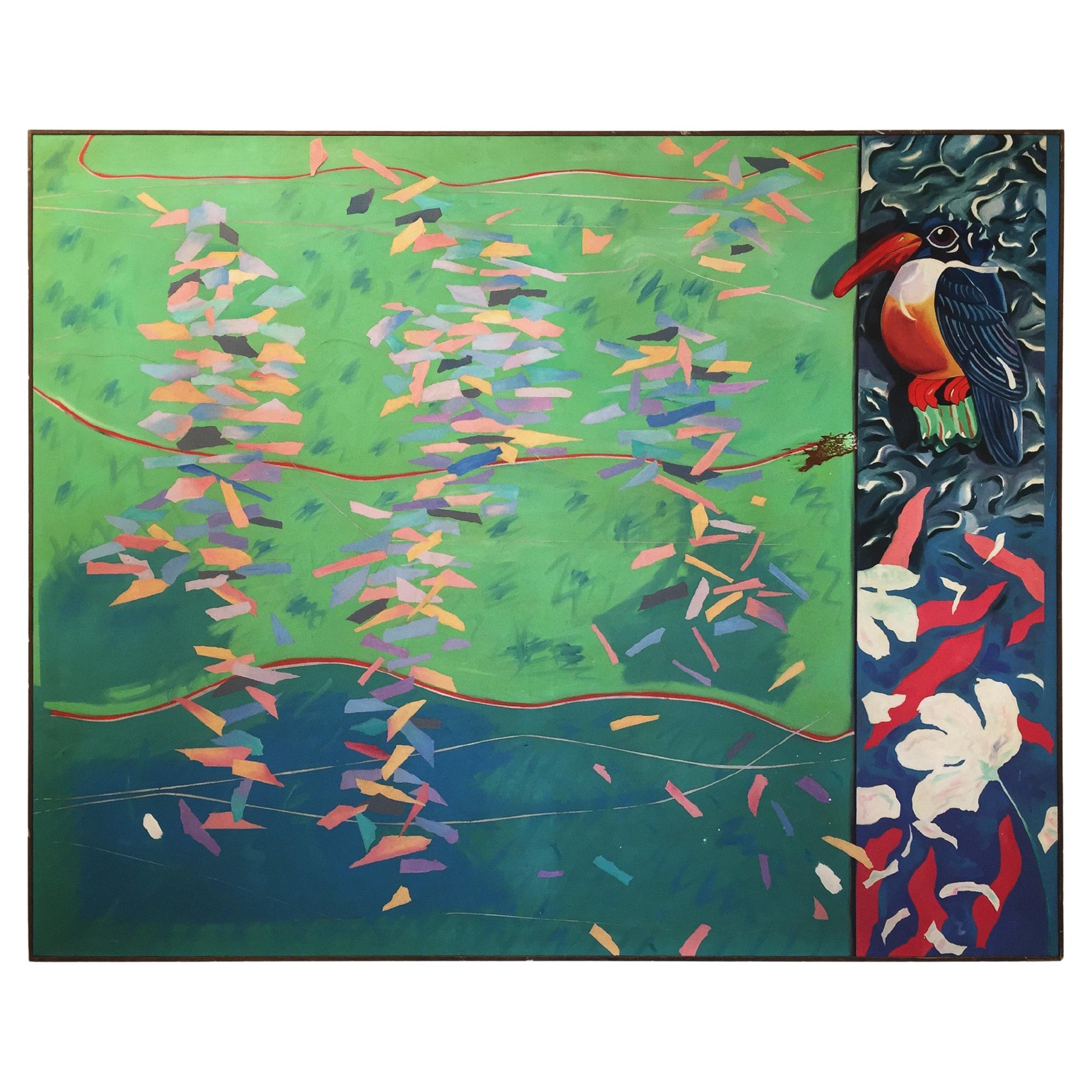 Peinture à l'huile sur toile de Richard Frank "Kingfisher's Kotillion" Peinture d'art des années 1980 en vente