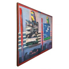 Richard Frank Mated Measure' Painting Art Oil On Canvas 1980s Postmodern Memphis