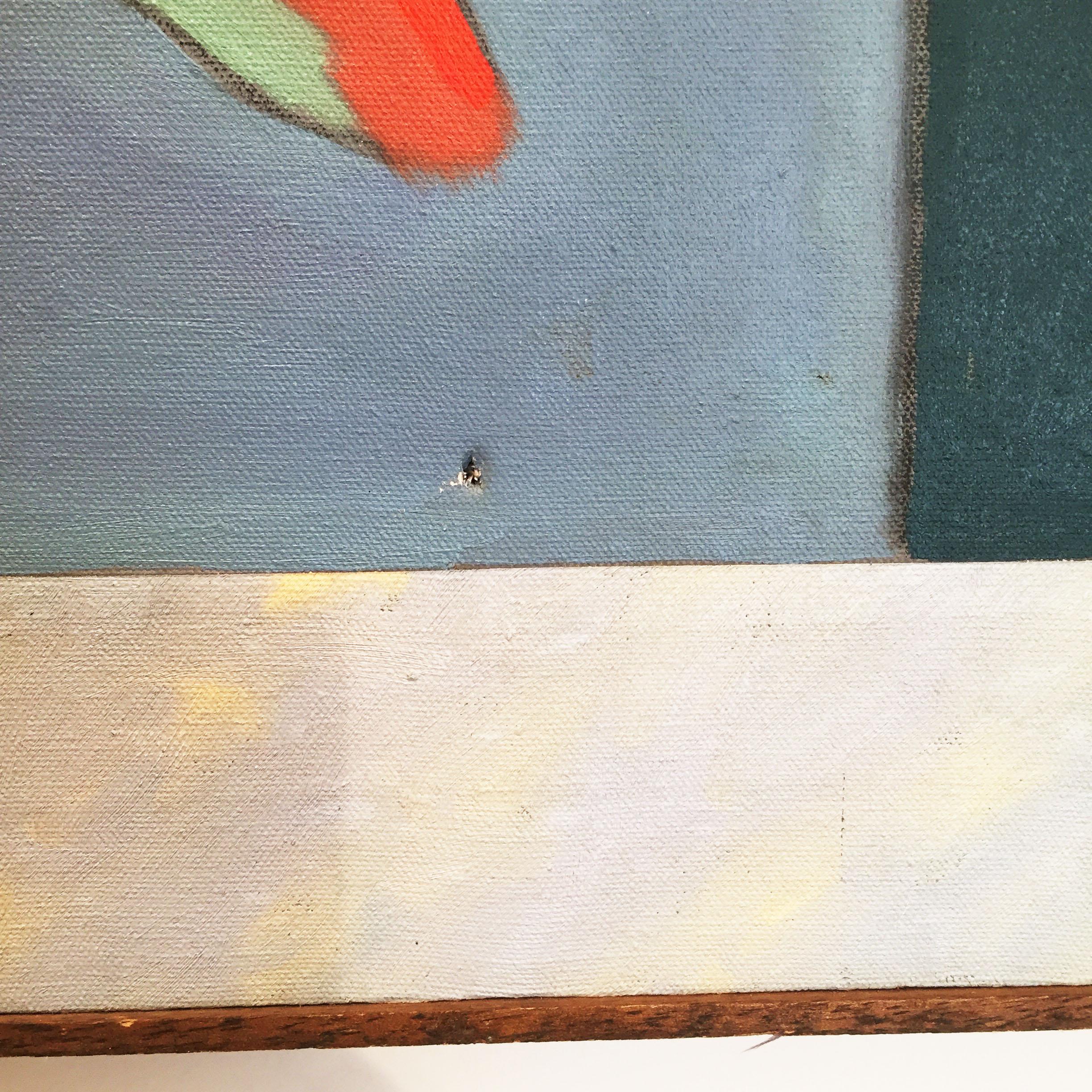 Peinture à l'huile sur toile « Bird Strategy » de Richard Frank, années 1980 en vente 1