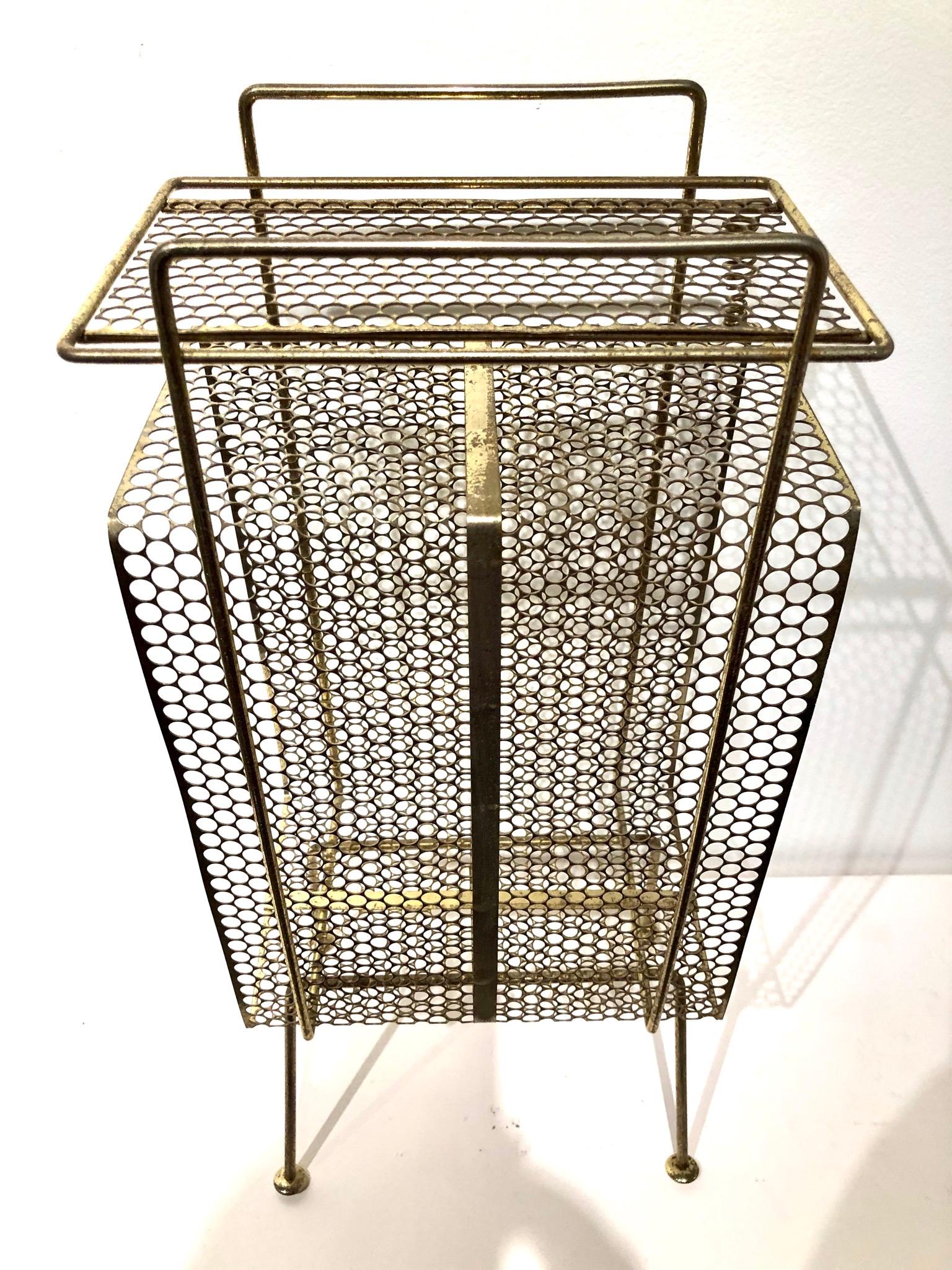 American Richard Galef Wire Perforated Metal Stand/ Rack in Brass Finish