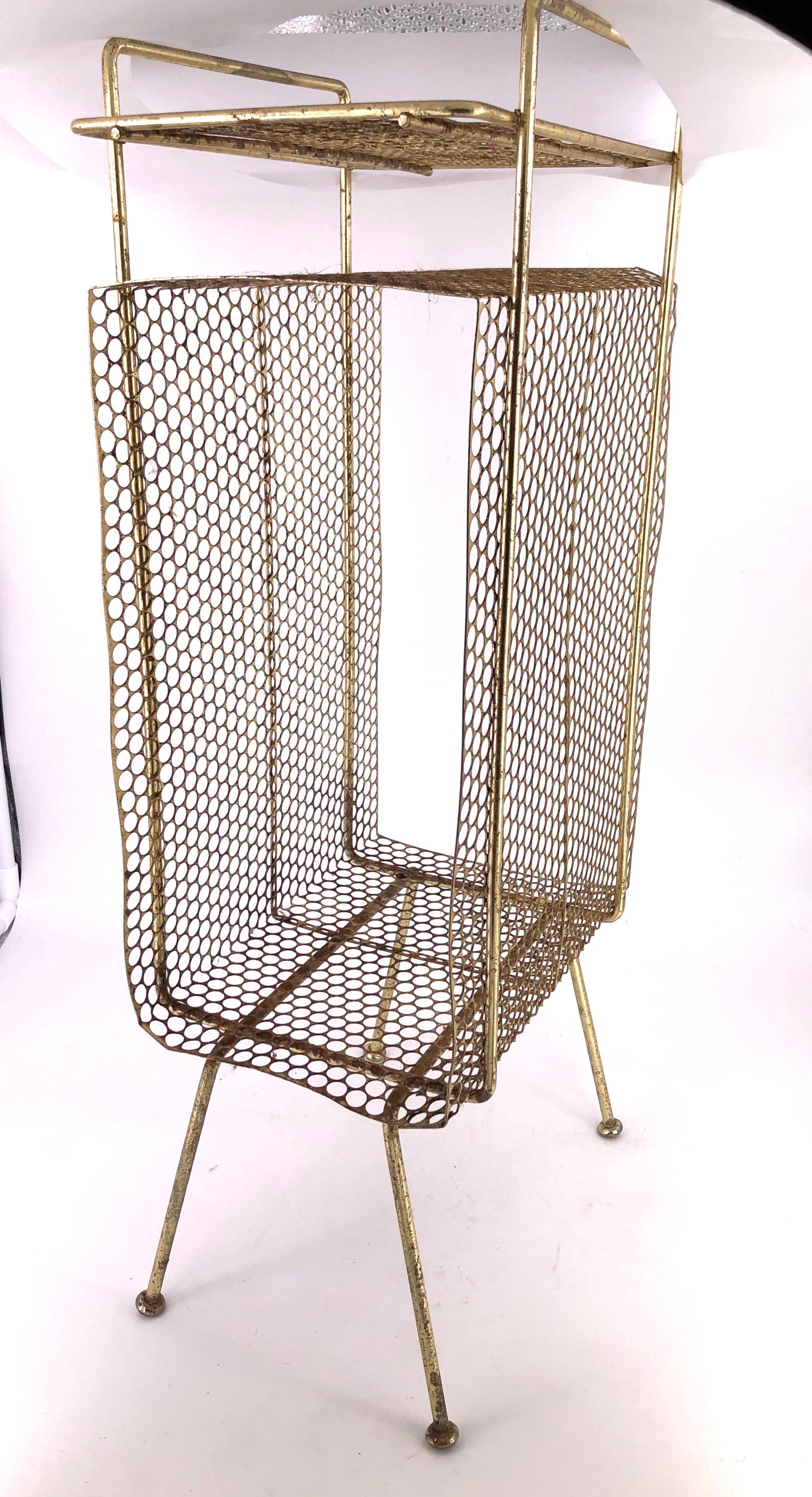 Richard Galef Wire Perforated Metal Stand/ Rack in Brass Finish 1