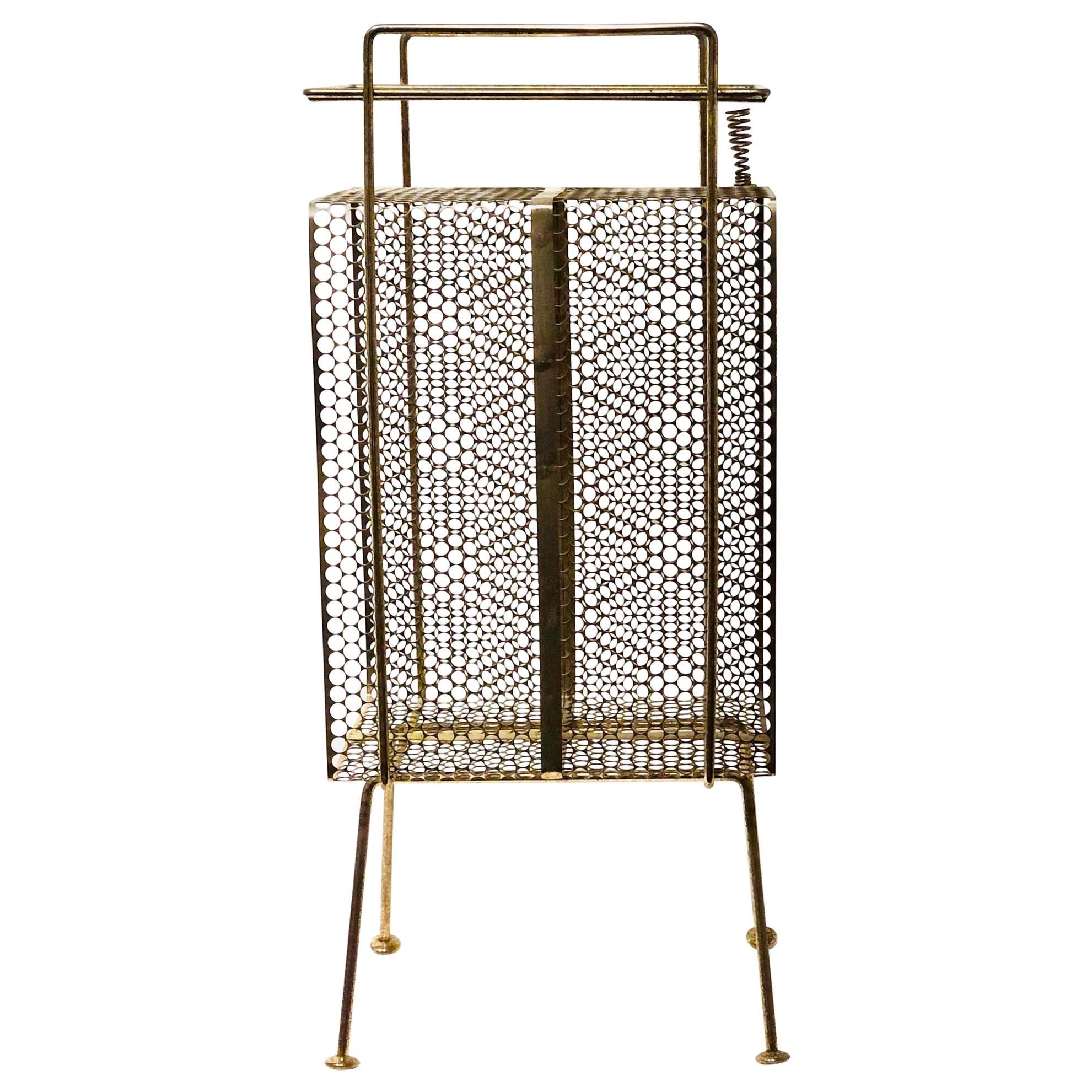 Richard Galef Wire Perforated Metal Stand/ Rack in Brass Finish