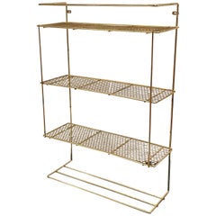 Richard Galef Wire Perforated Metal Wall Towel Rack in Brass Finish