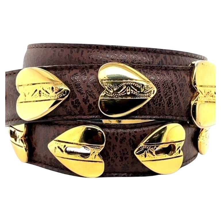 Richard Gampel Gold Tone Heart Buckle Brown Leather Ladies  display picture 1