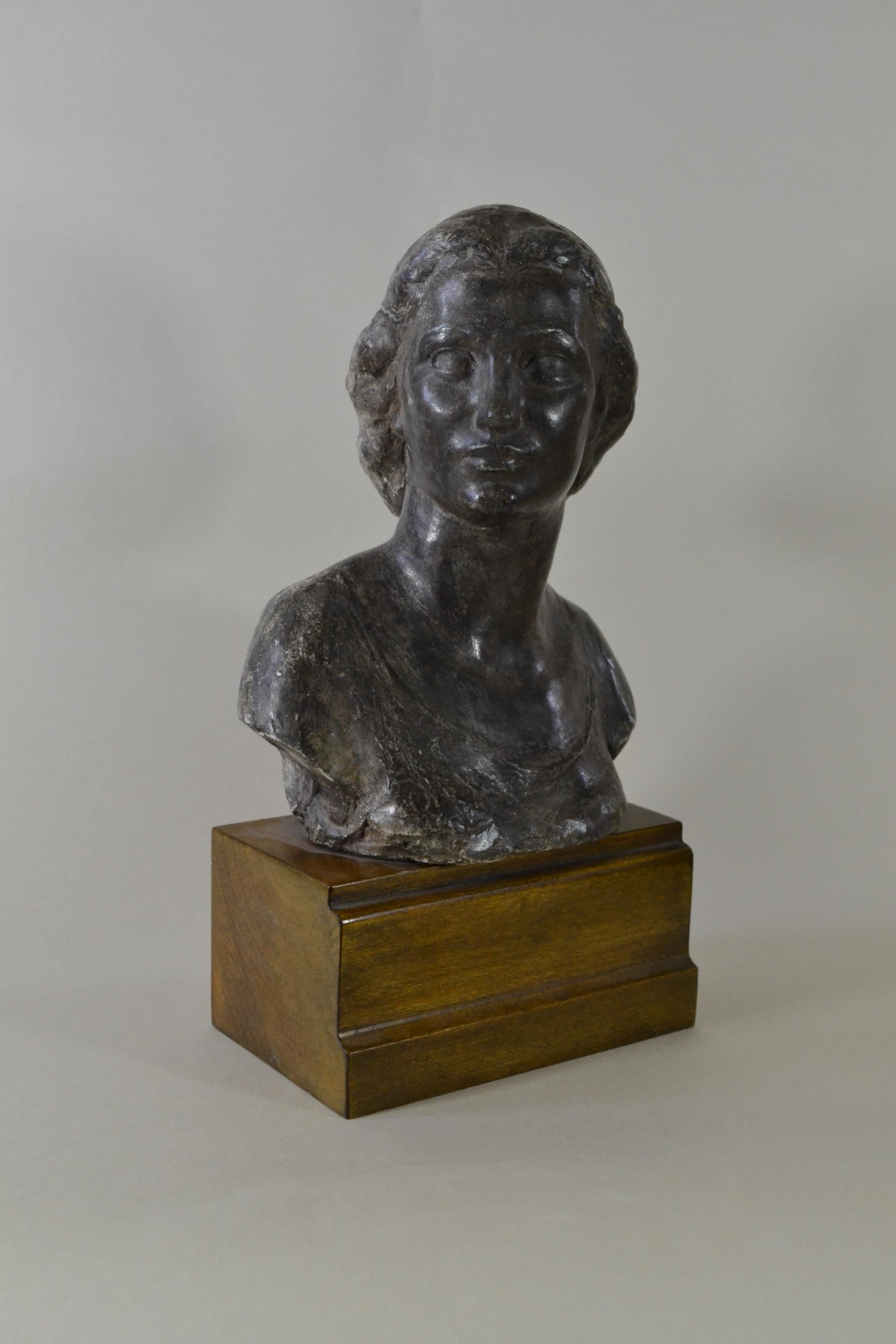 Alfreda, The Artist's Daughter - British 1950s plaster bust by Richard Garbe