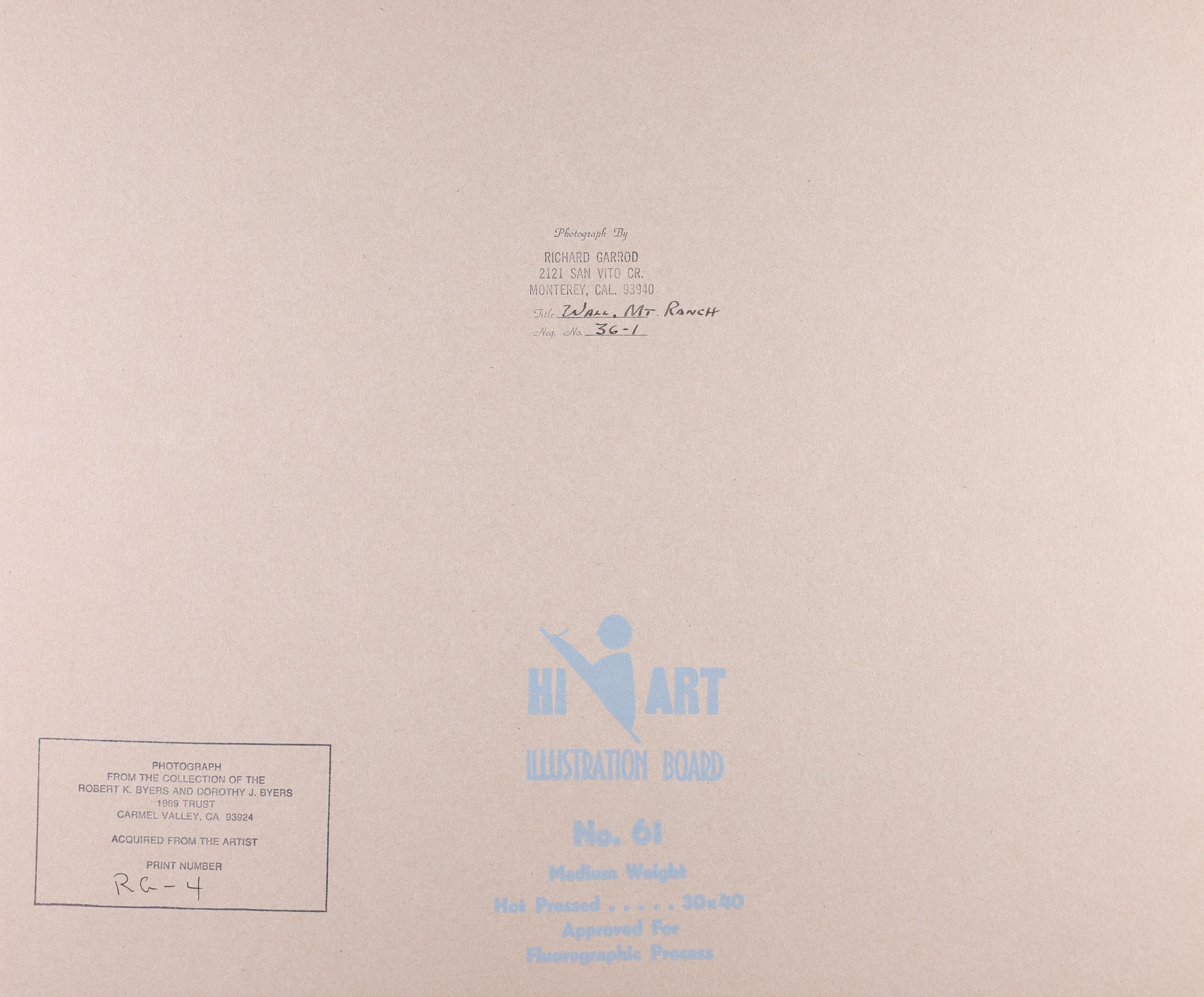 This vintage silver gelatin print is initialed in pencil on the front of the mount beneath the image. Mounted to Hi-Art Illustration board with studio stamp and numbering in ink on the reverse of the mount. This is the only example of this image the