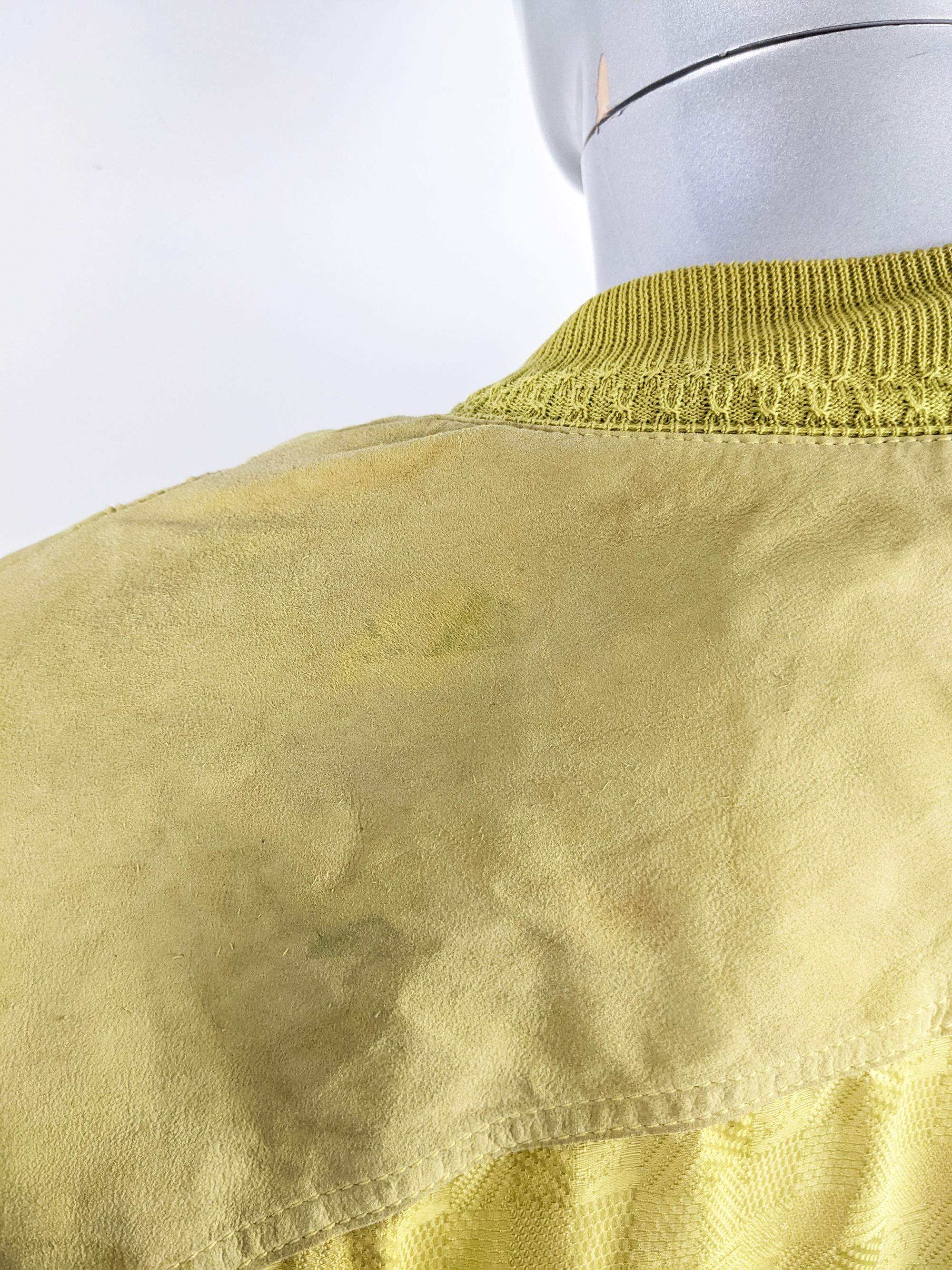 Richard Gelding Mens Vintage Yellow Suede & Pure Silk Blouson Bomber Jacket  3