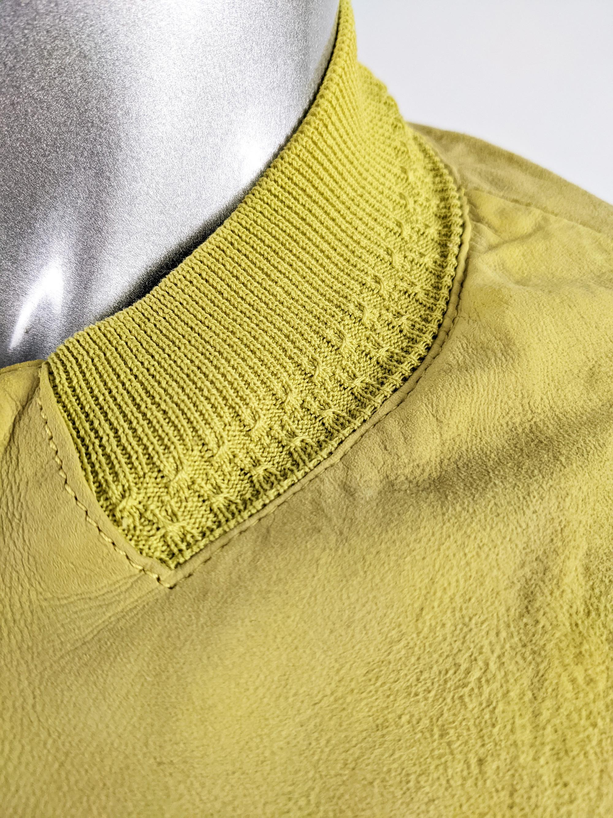 Men's Richard Gelding Mens Vintage Yellow Suede & Pure Silk Blouson Bomber Jacket 