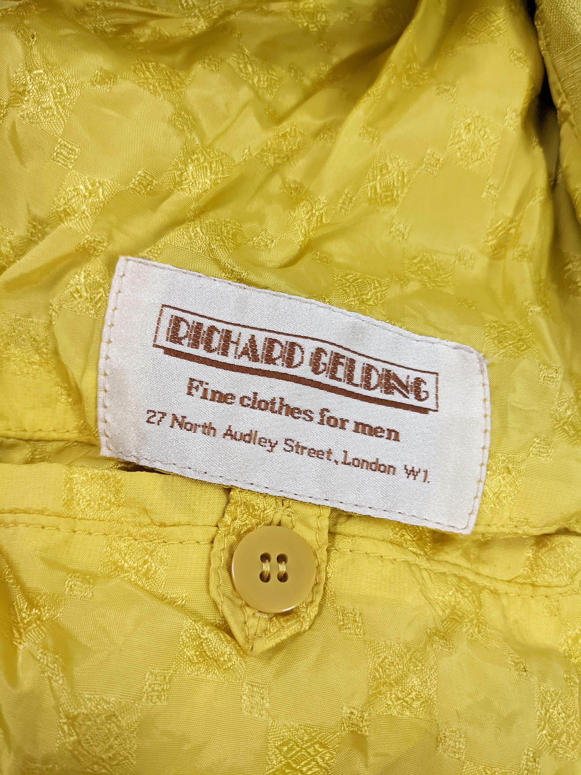 Richard Gelding Mens Vintage Yellow Suede & Pure Silk Blouson Bomber Jacket  2