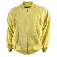 Richard Gelding Mens Vintage Yellow Suede & Pure Silk Blouson Bomber Jacket 