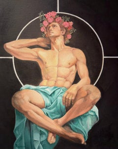 Diogenes, Semi-Nude Portrait of Greek Philosopher, Oil on Panel, Framed
