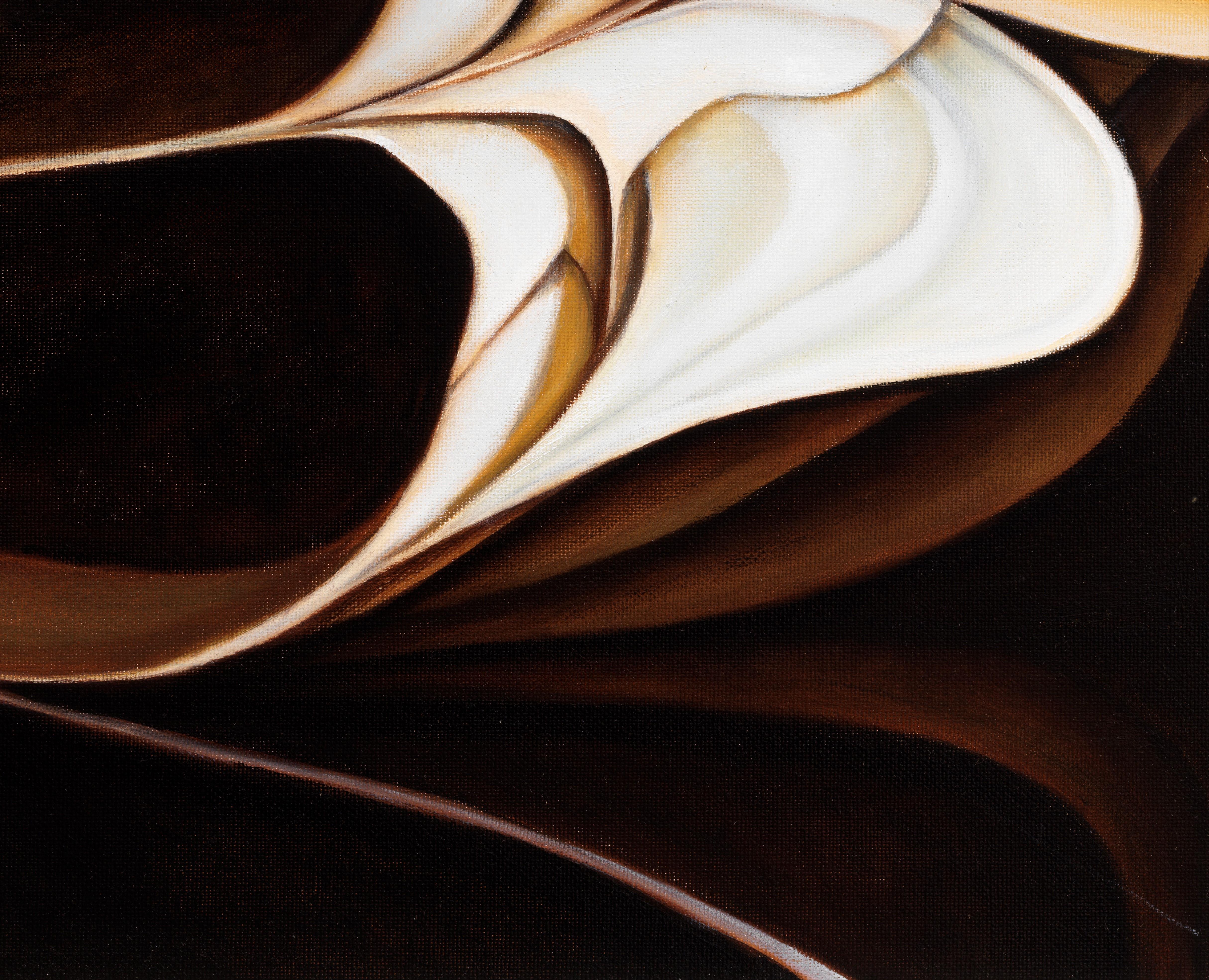 Earth Emergence Original Abstract Oil Painting, Swirling Shades of Brown & White - Black Abstract Painting by Richard Gibbons