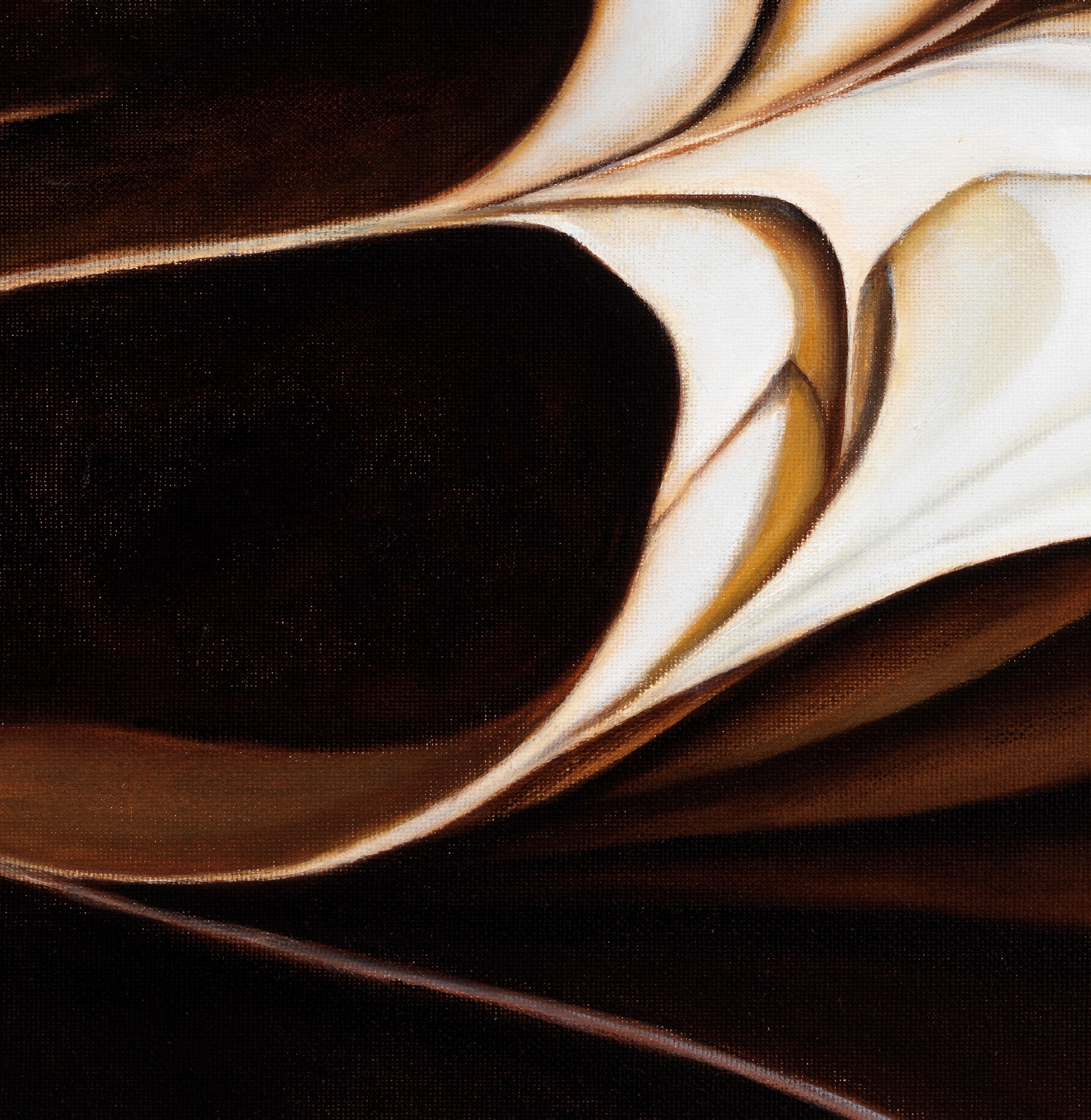 Earth Emergence Original Abstract Oil Painting, Swirling Shades of Brown & White 1