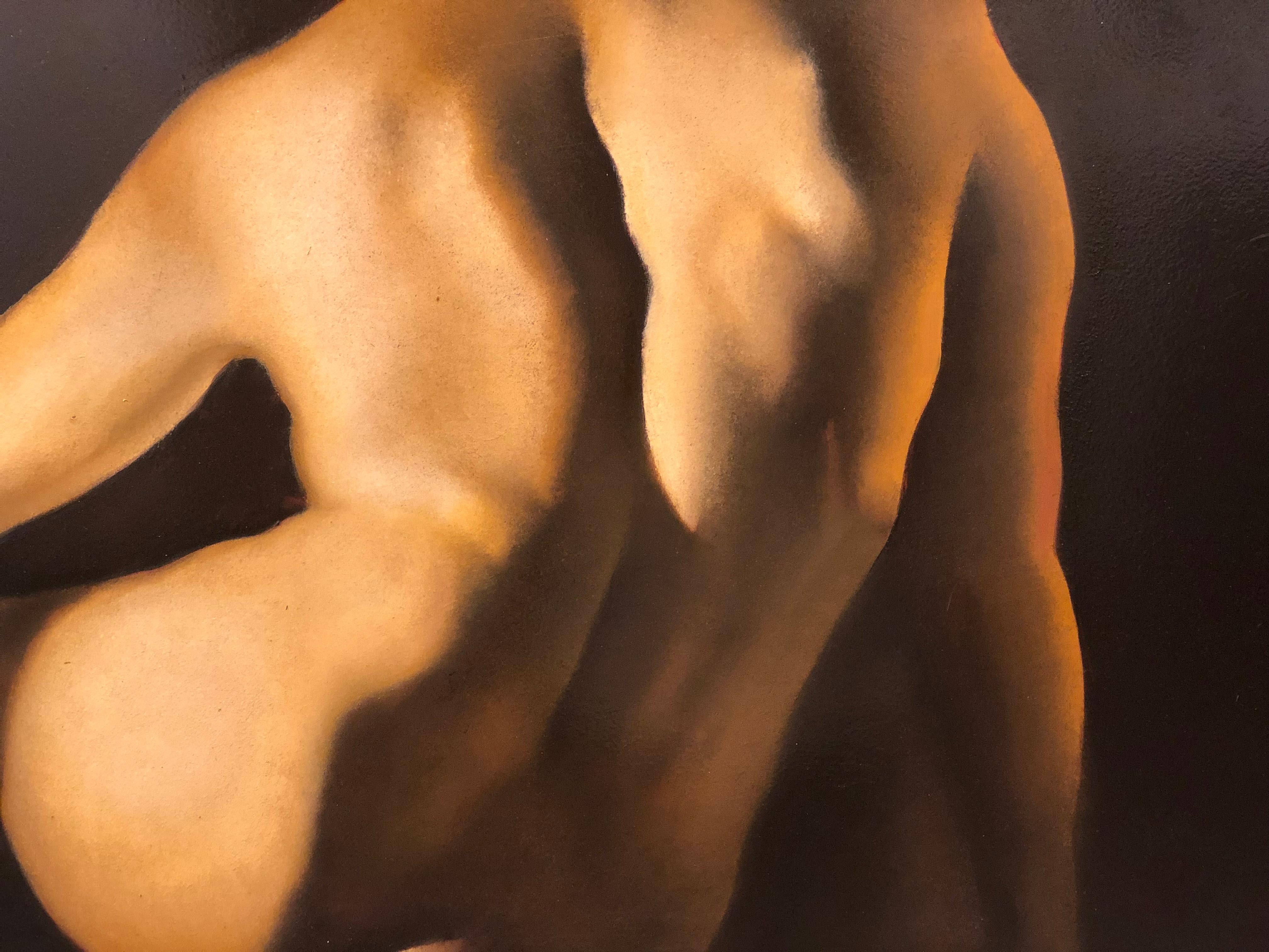 Figure F - Original Oil Painting of Nude Female Figure From Back in Soft Light 2