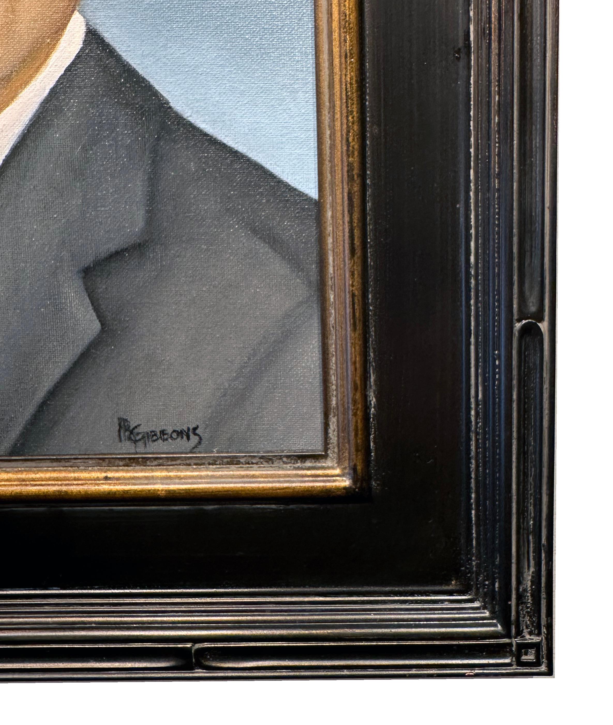 Impossibile! - Ritratto di uomo colto di sorpresa, Pittura ad olio originale - Painting Contemporaneo di Richard Gibbons