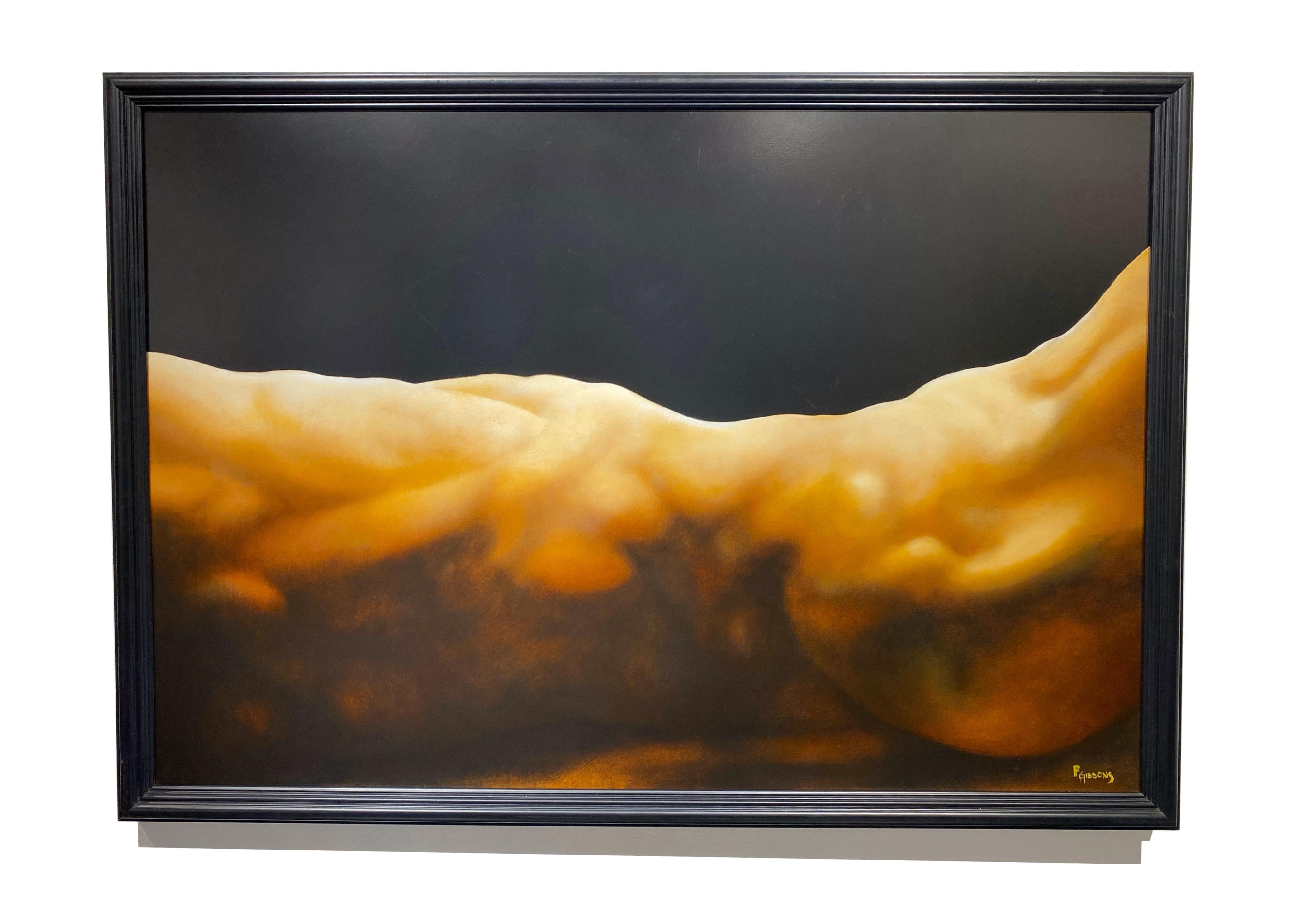 Nude Painting di Richard Gibbons - Paesaggio dell'uomo - Primo piano di un corpo maschile nudo e sdraiato, originale, olio su pannello
