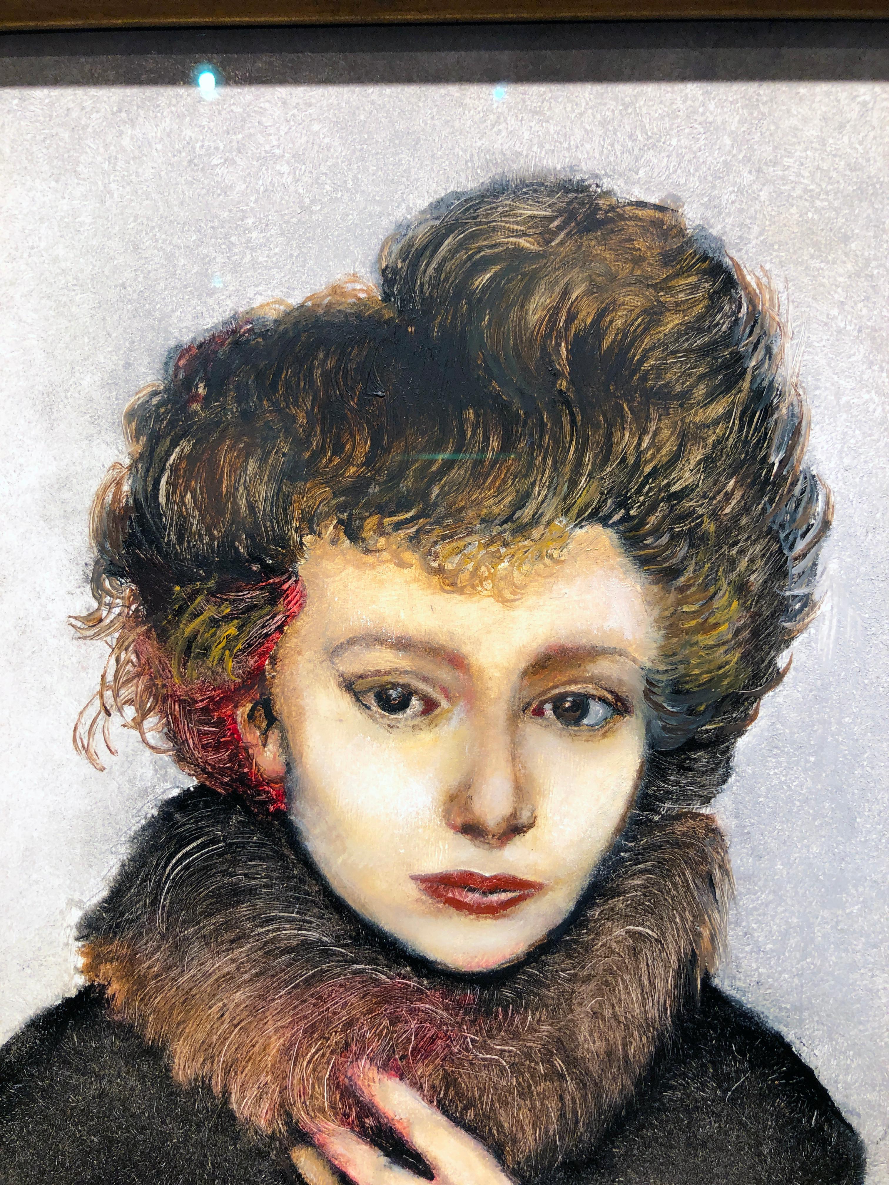 Remembering That Winter in Vienna, Portrait of a Women in Fur, Original Oil 3