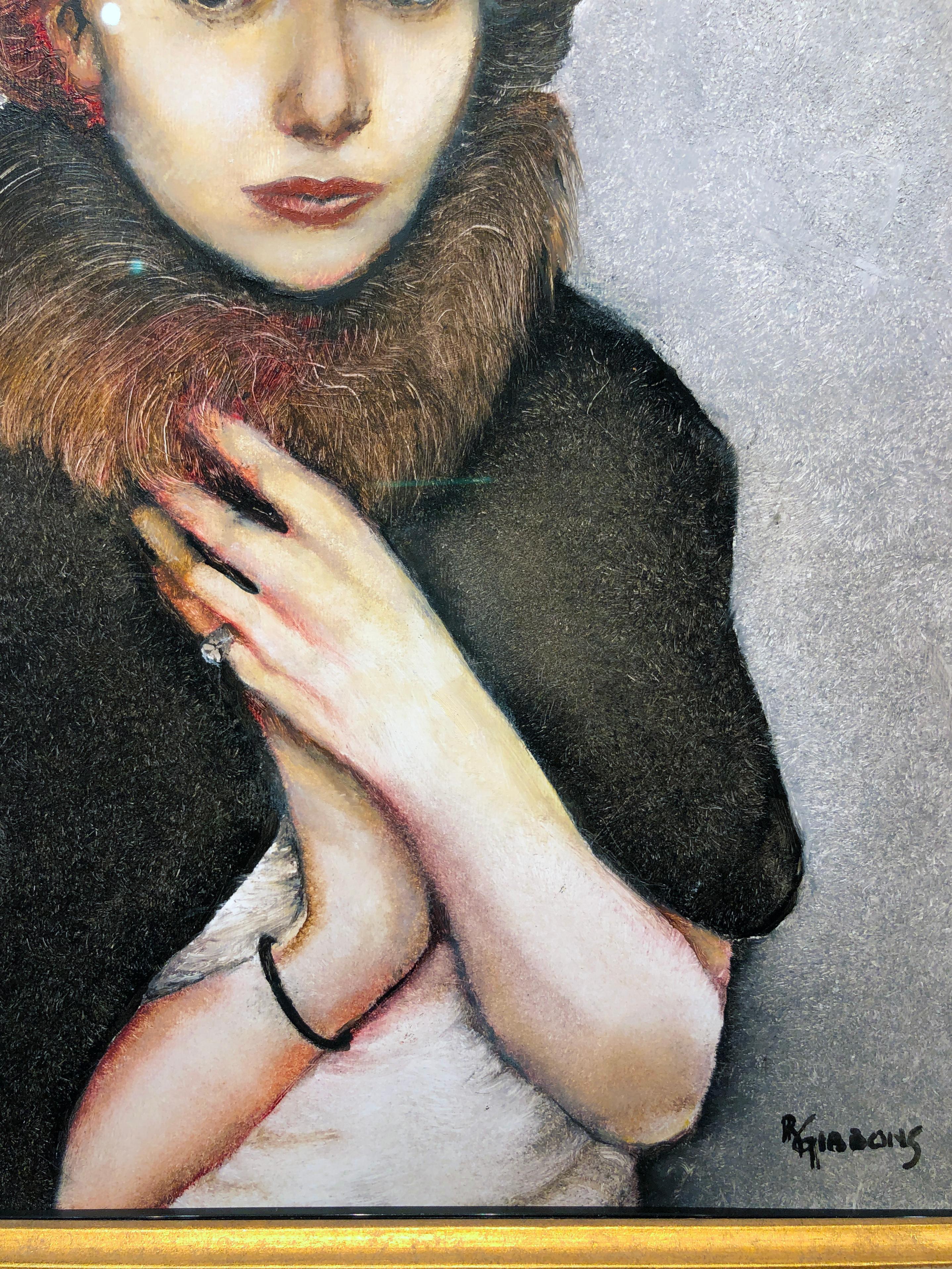 Remembering That Winter in Vienna, Portrait of a Women in Fur, Original Oil 4