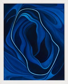 Rose Noir - Original Abstract Oil Painting with Swirling Shades of  Deep Blue