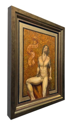 Sogno D'Oro - Seated Muscular Male Wearing a Loin Cloth, Original Oil on Canvas