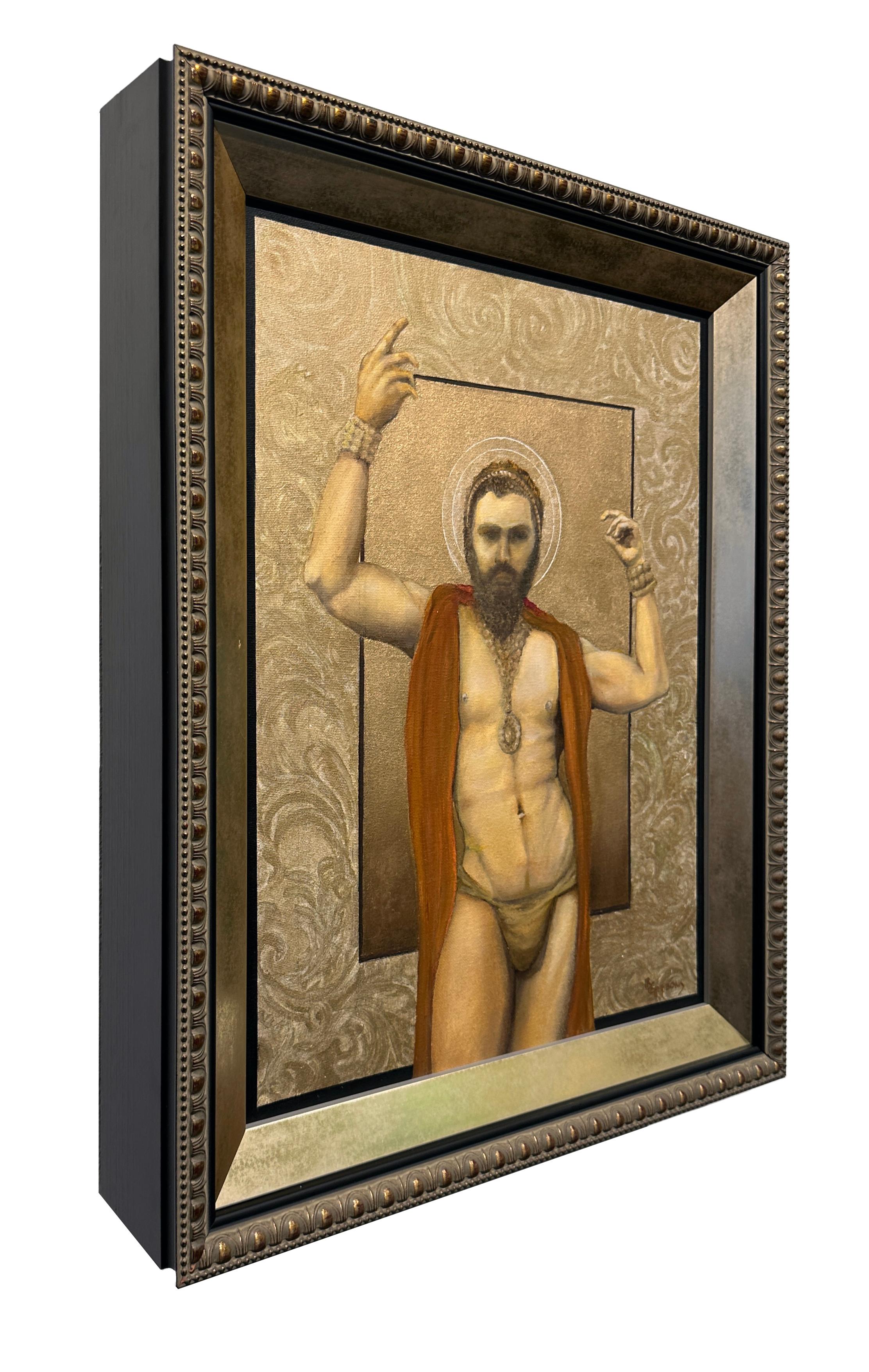 The Priest King of Knossos, Muscular Male, Original Oil on Canvas en vente 1