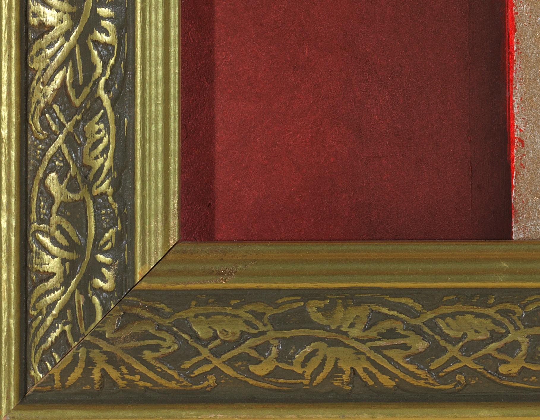 Il profeta ritorna - Torso maschile nudo, sfondo beige e bordeaux, olio su pannello - Nude Painting Beige di Richard Gibbons
