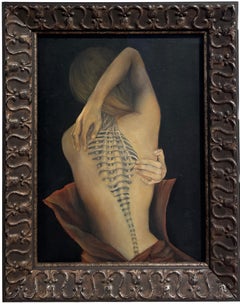 Trompe L'Oeil - Female Nude with Intricate Tattoo of the Spinal Column, Framed