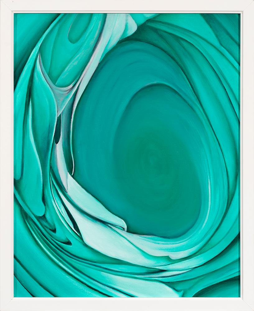 Richard Gibbons Abstract Painting - Vortex - Original Abstract Oil Painting with Swirling Shades of Green