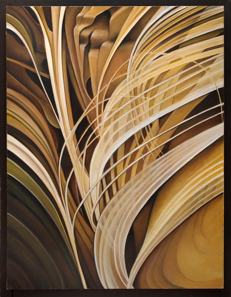 Richard Gibbons Abstract Painting - Whirlpool - Original Abstract Oil Painting, Swirling Shades of Gold and Brown