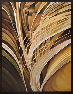Whirlpool - Original Abstract Oil Painting, Swirling Shades of Gold and Brown