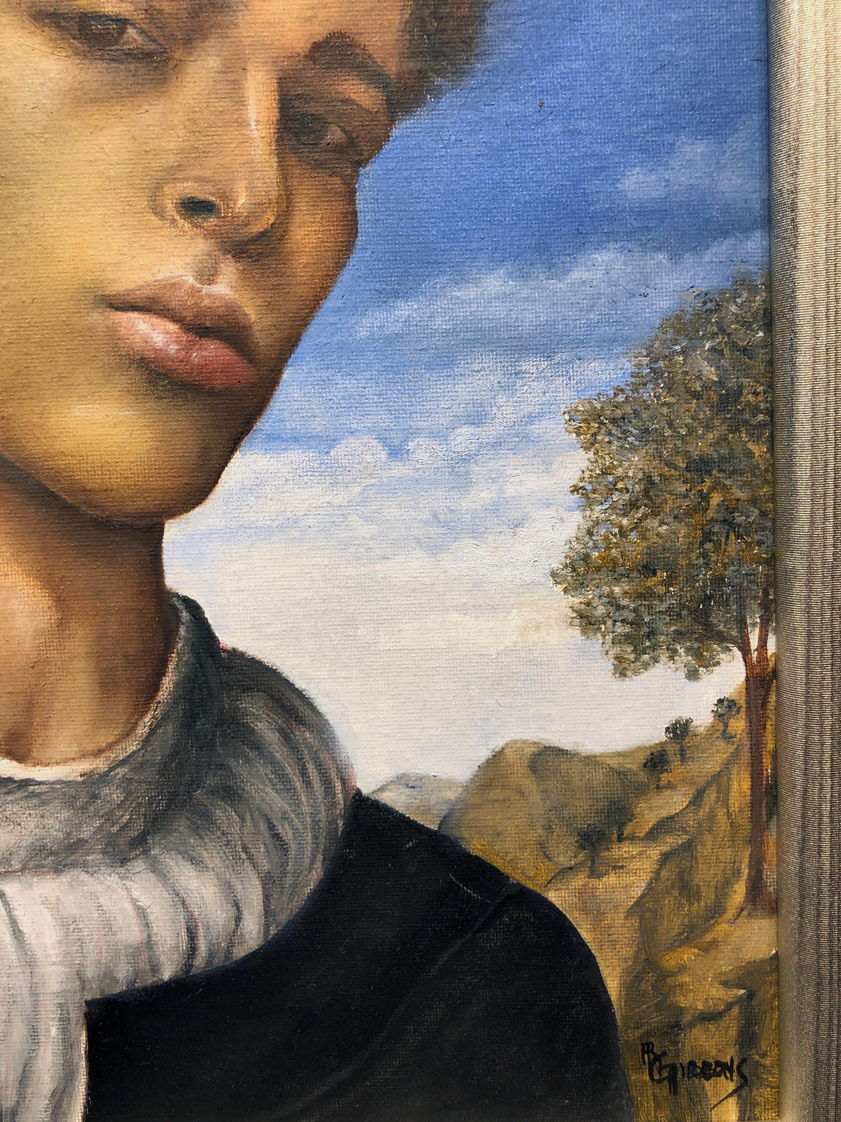 Youth, Portrait of Young Male, Renaissance Style Portraiture, Original Oil For Sale 4