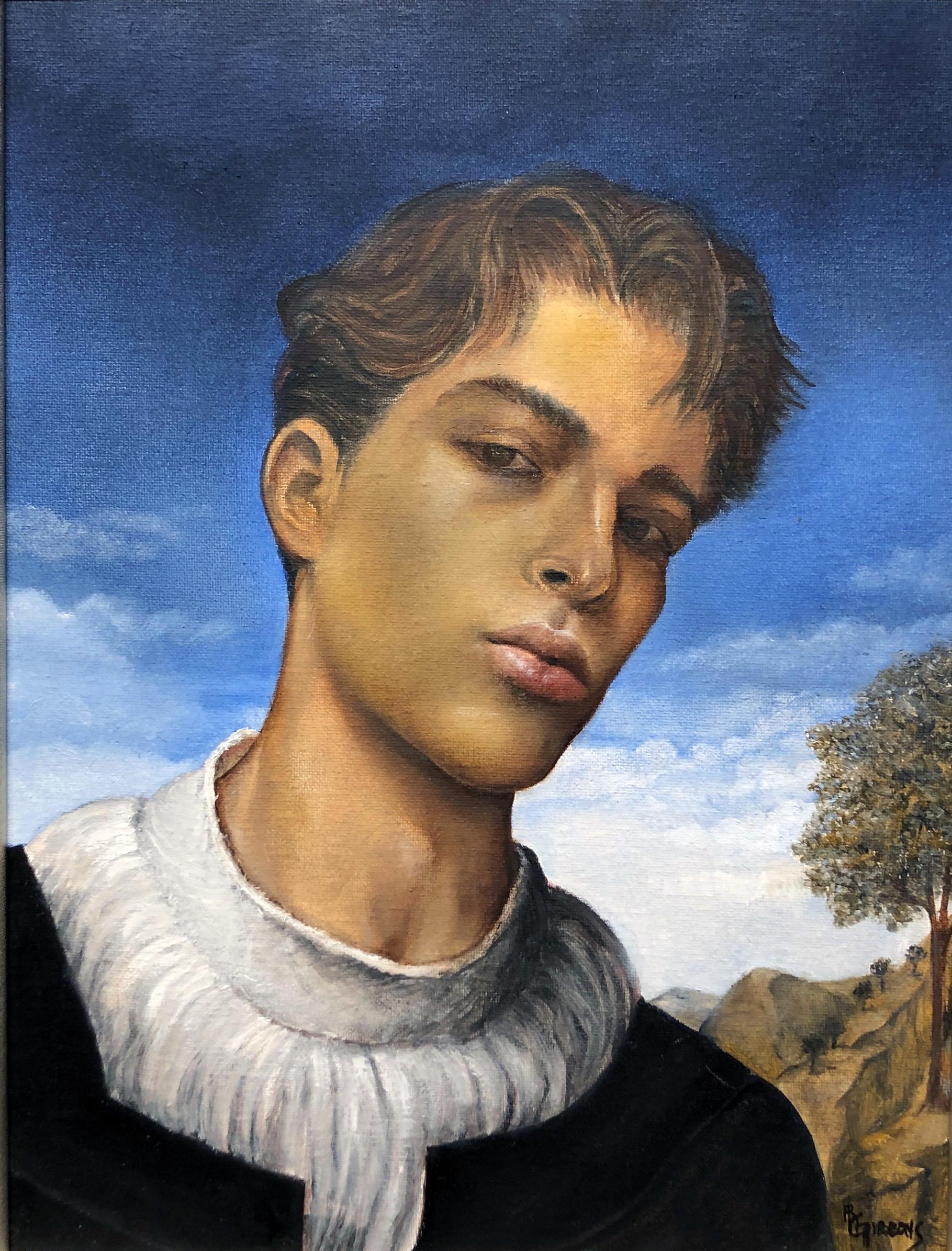 Youth, Portrait of Young Male, Renaissance Style Portraiture, Original Oil For Sale 5