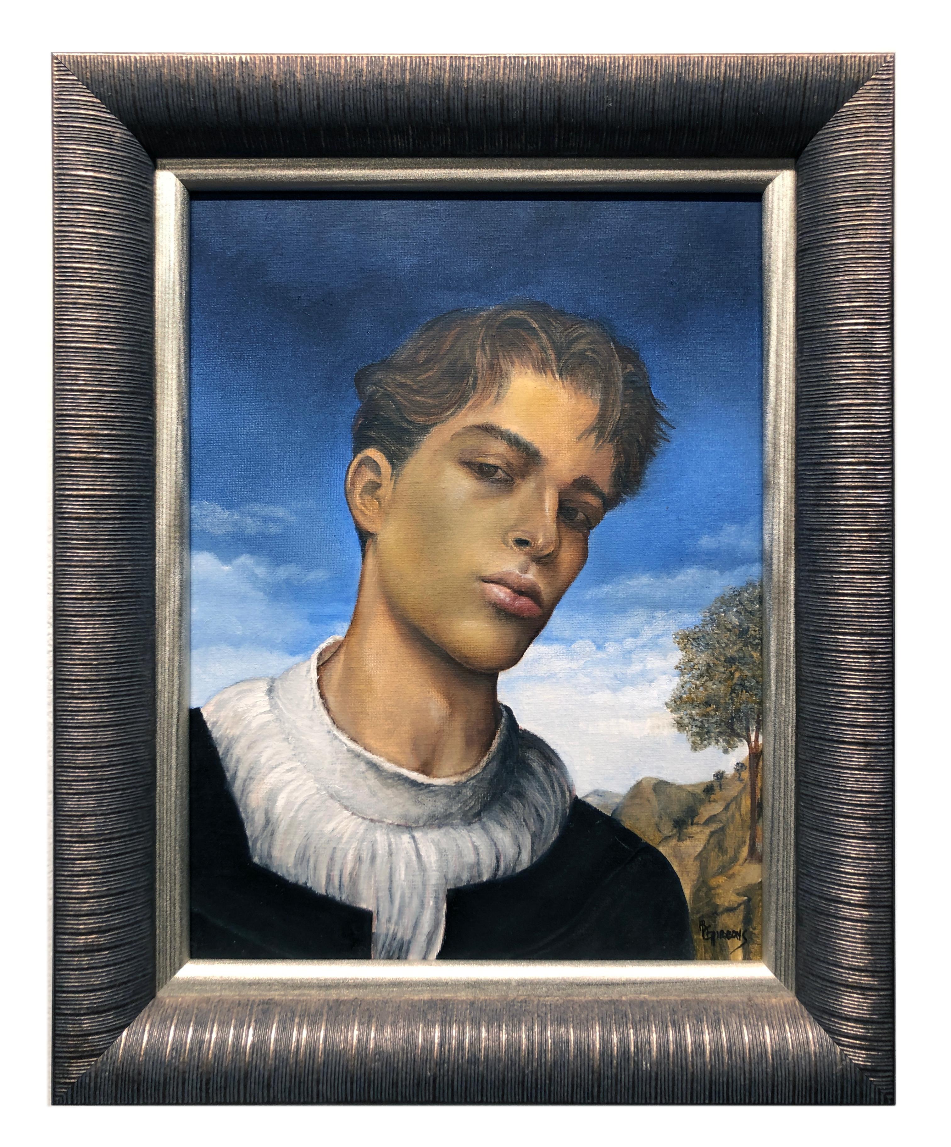 Youth, Portrait of Young Male, Renaissance Style Portraiture, Original Oil - Painting by Richard Gibbons