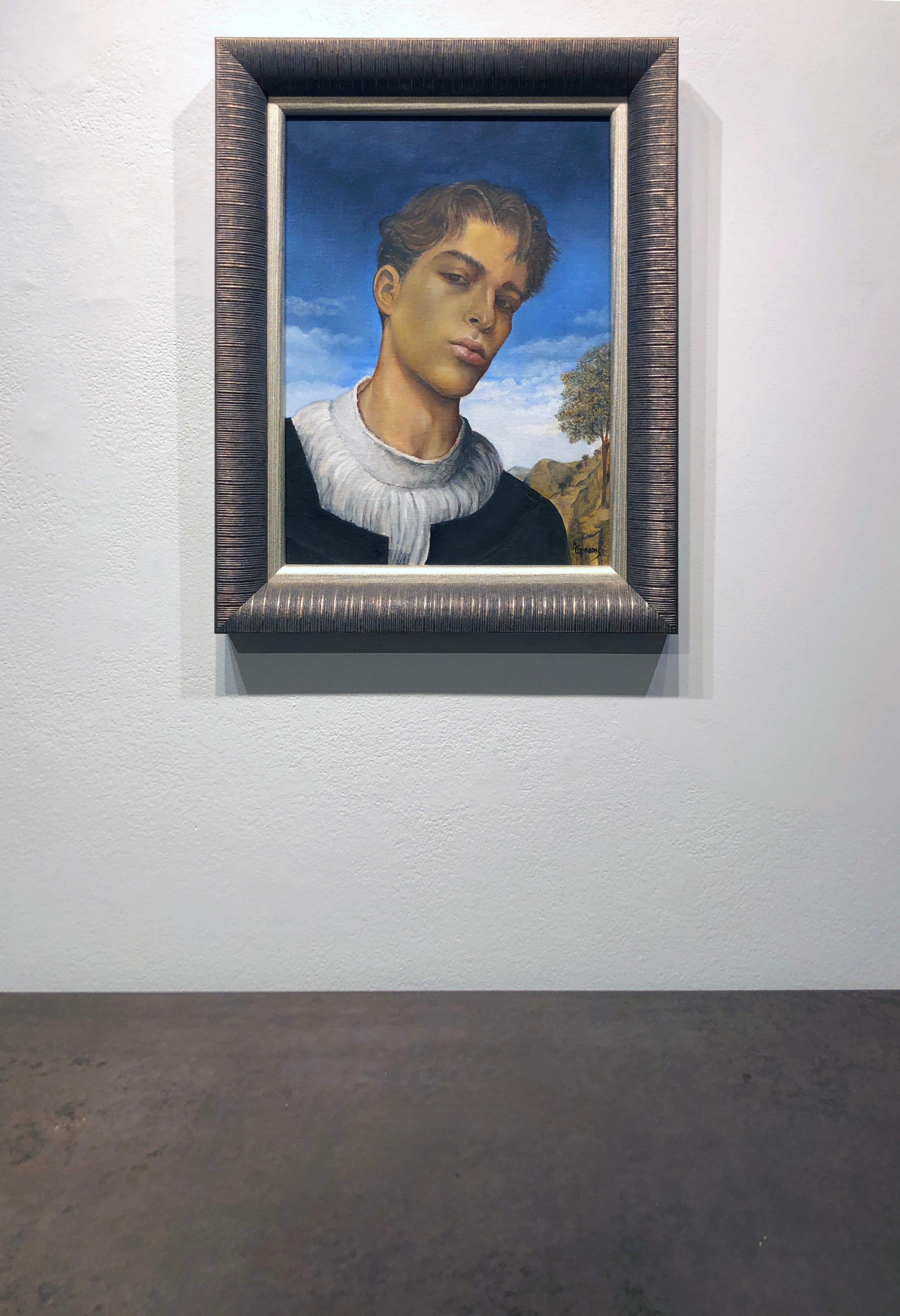 Youth, Portrait of Young Male, Renaissance Style Portraiture, Original Oil - Contemporary Painting by Richard Gibbons