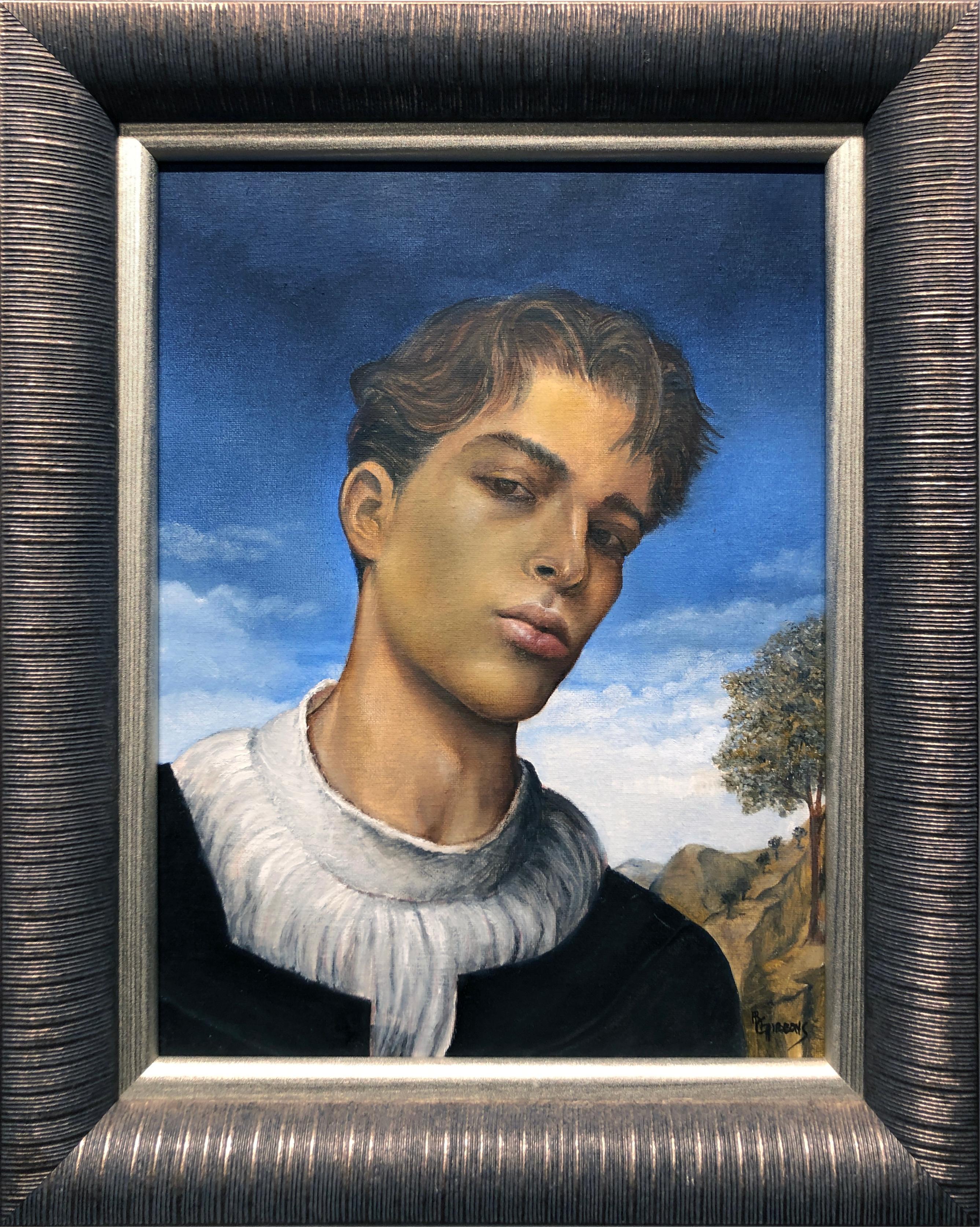 Figurative Painting Richard Gibbons - Jeune homme, portrait d'un jeune homme, portrait de style Renaissance, huile originale