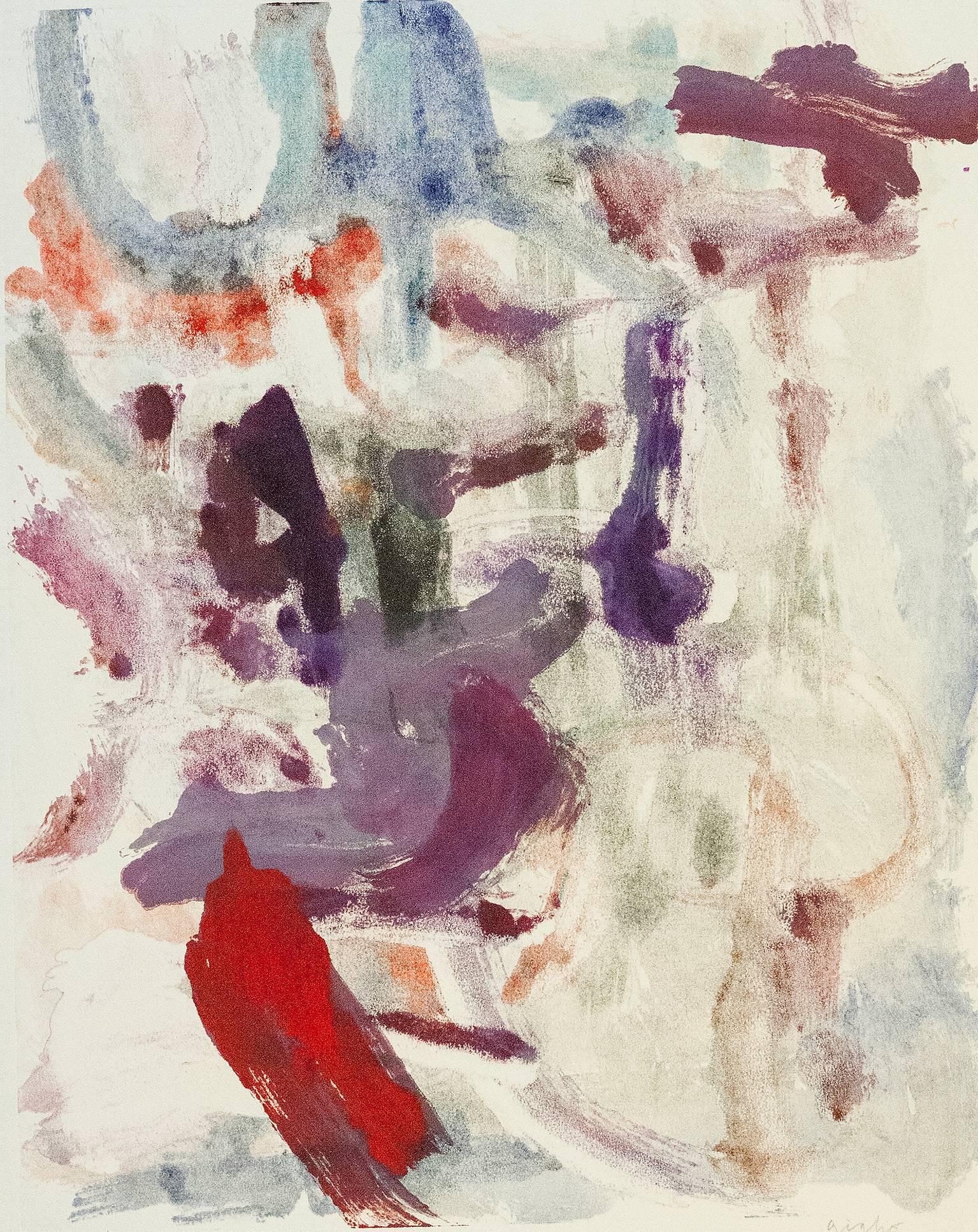 Richard Giglio Abstract Print - "Landscape #29", gestural, abstract, painterly print, red, violet, blue, gray.