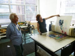 Landscape #6, gestural, abstract, painterly monoprint, red, green, blue, yellow