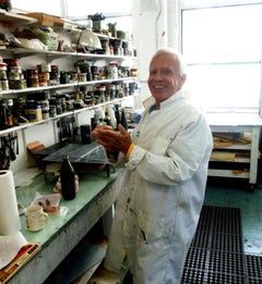 "Landscape Eight", gestural abstract, painterly print red, green, blue, yellow.