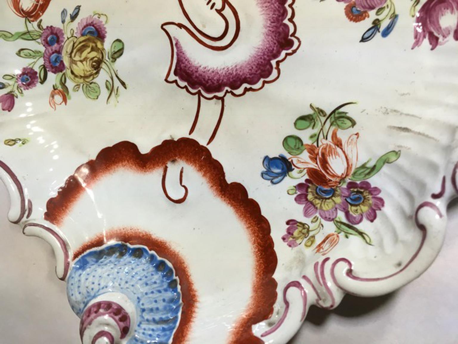 Italy Richard Ginori 1750 Pair of Porcelain Bowls Pink Tulip Decor For Sale 3