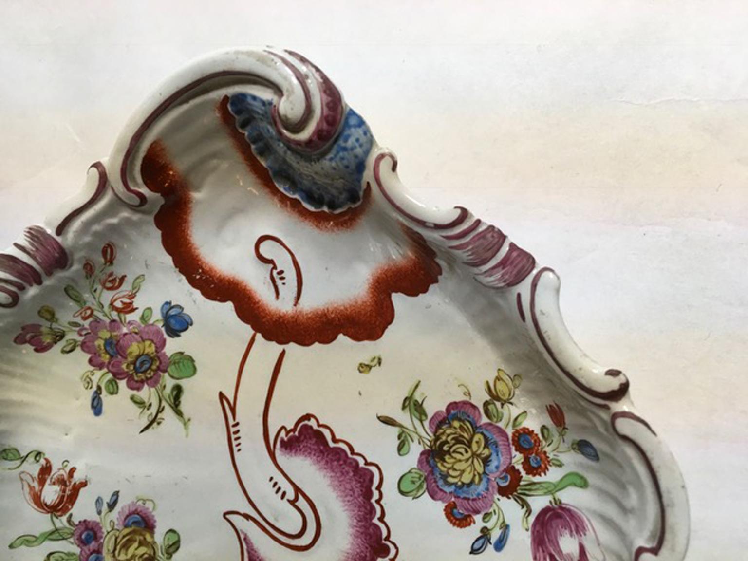 Italy Richard Ginori 1750 Pair of Porcelain Bowls Pink Tulip Decor For Sale 4