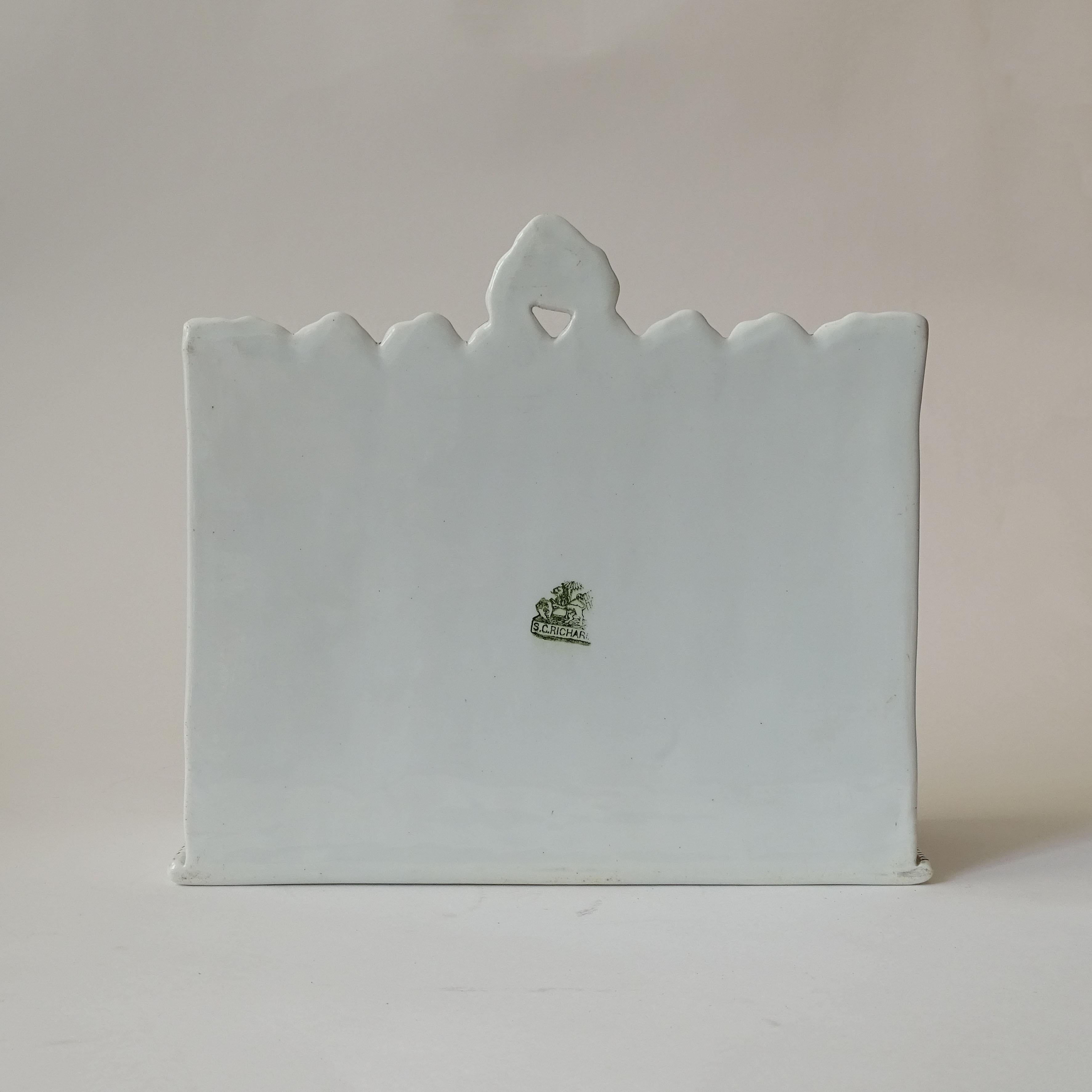 Early 20th Century Richard Ginori Art Nouveau Floral Ceramic Letter Holder, Italy 1910 For Sale