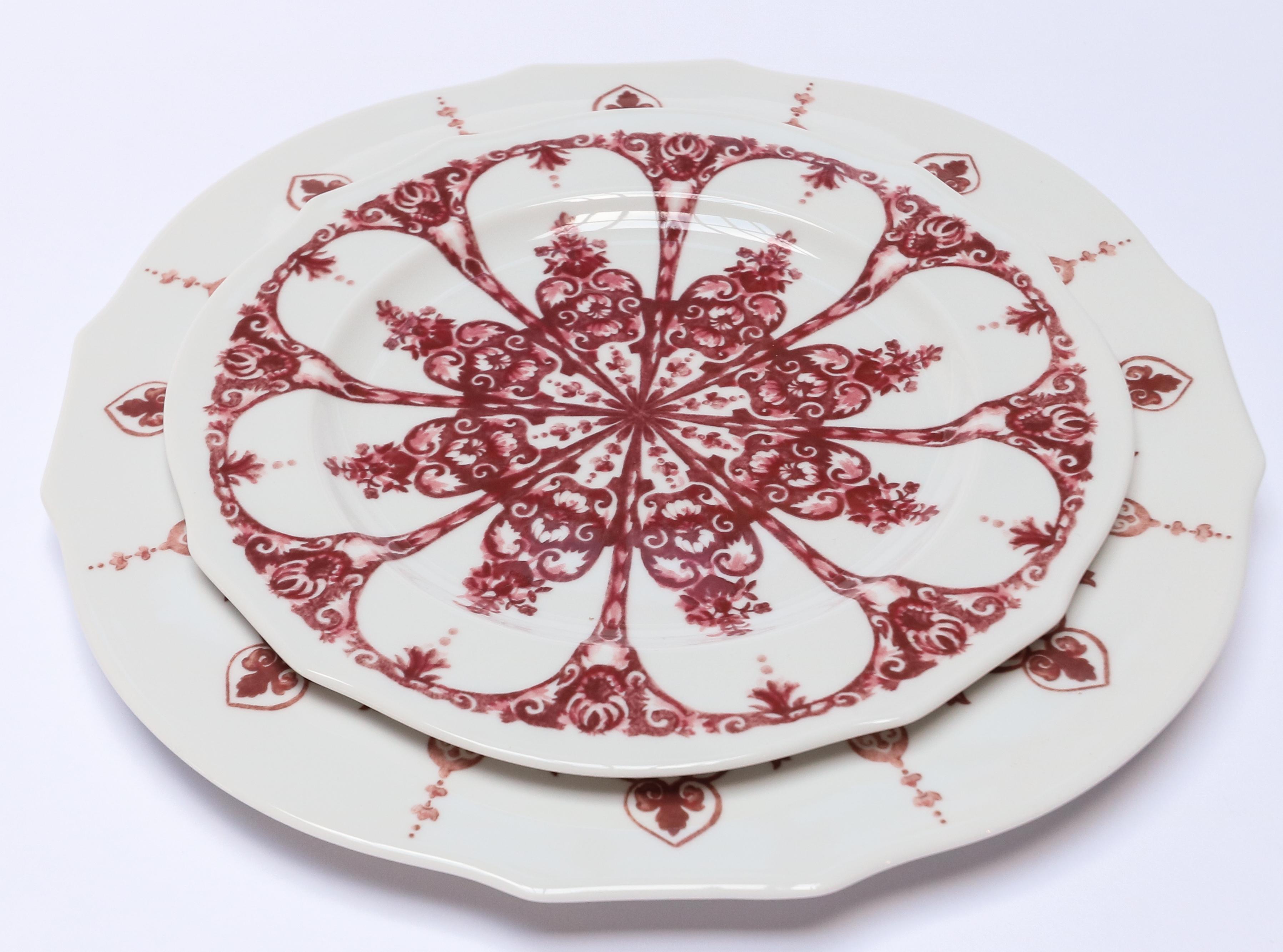 Contemporary Richard Ginori Babele Rosso Red Dessert Plate