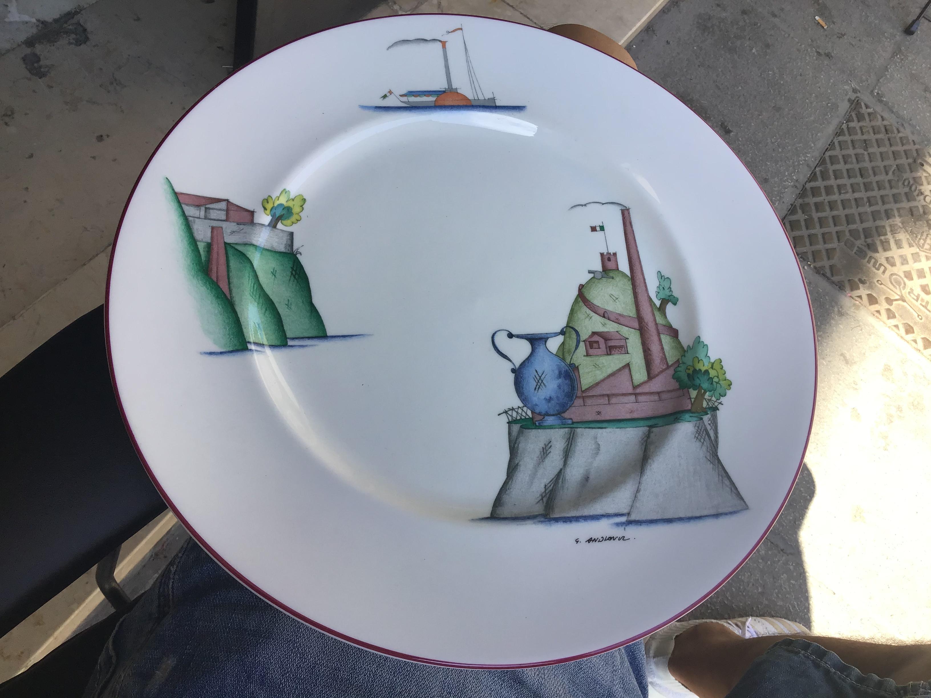 Italian Richard Ginori Bone China Plate Porcelain, 1990, Italy For Sale