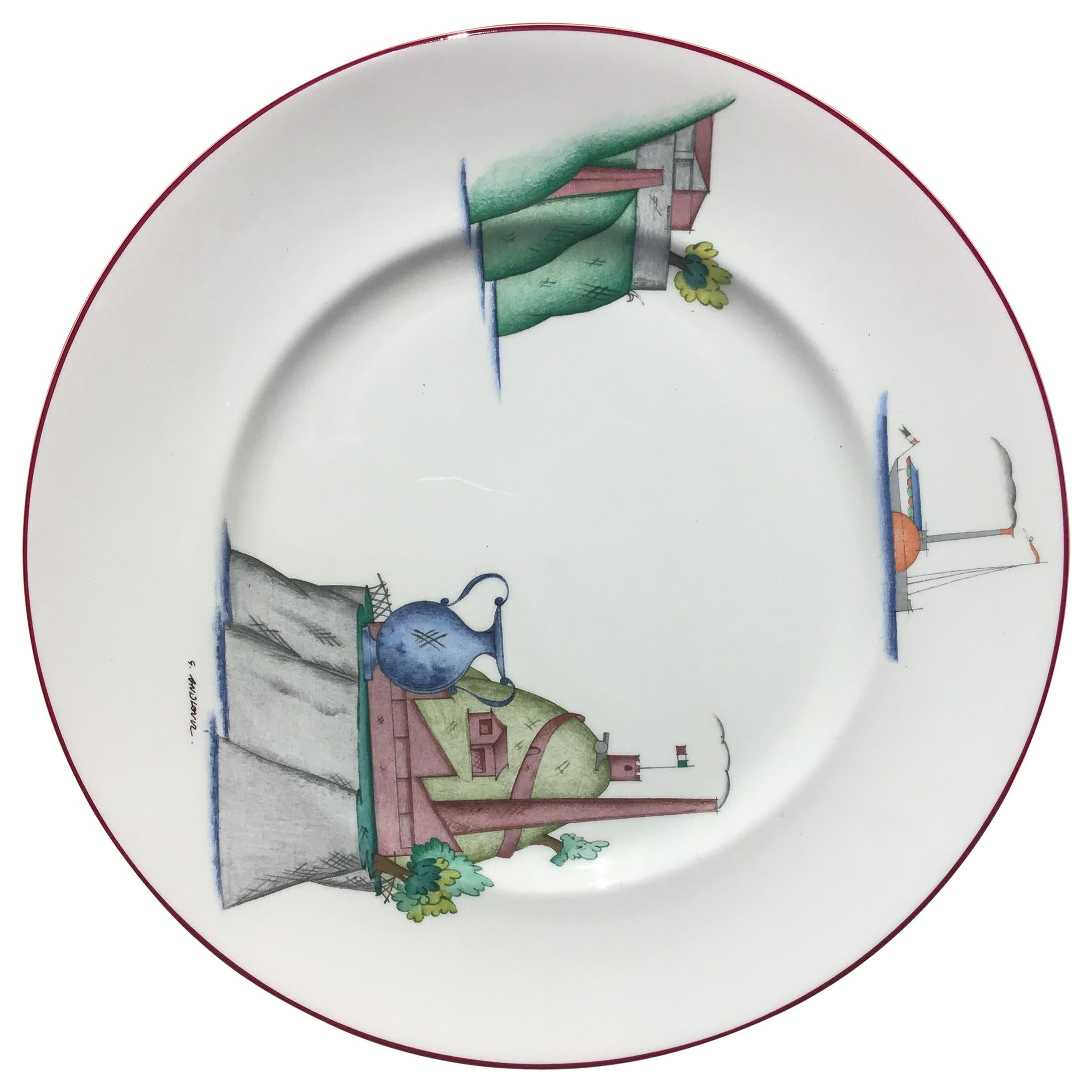 Assiette en porcelaine à motif os Richard Ginori, 1990, Italie