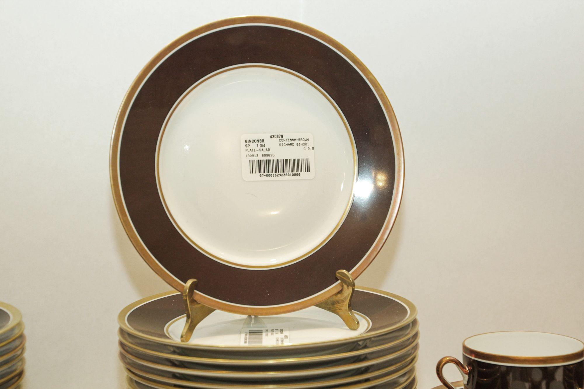 Richard Ginori Vajilla marrón y dorada Servicio de 93 piezas Oro en venta