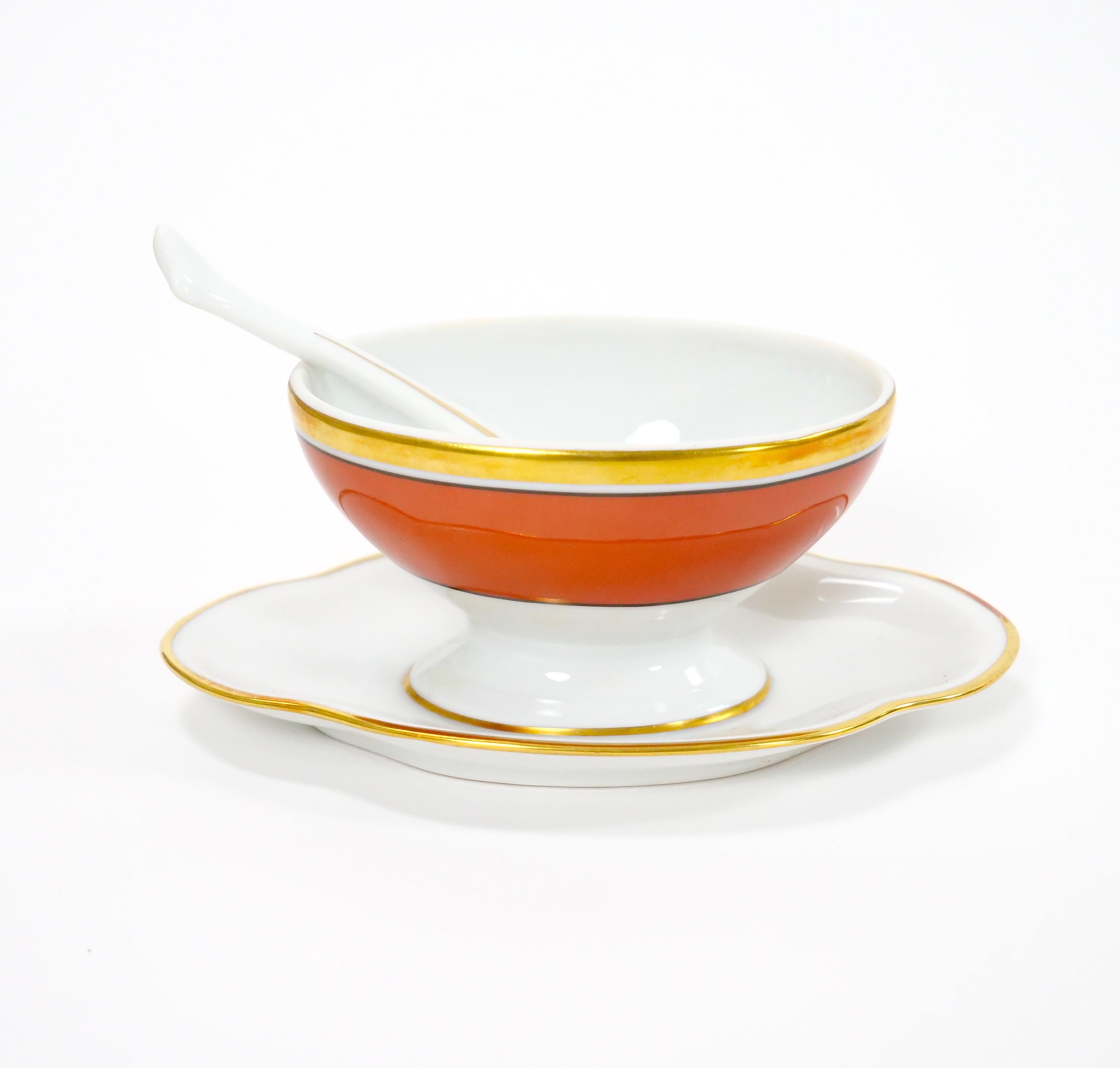 Richard Ginori Burnt Orange Contessa Extensive Dinnerware Service Of 141 Pieces For Sale 4