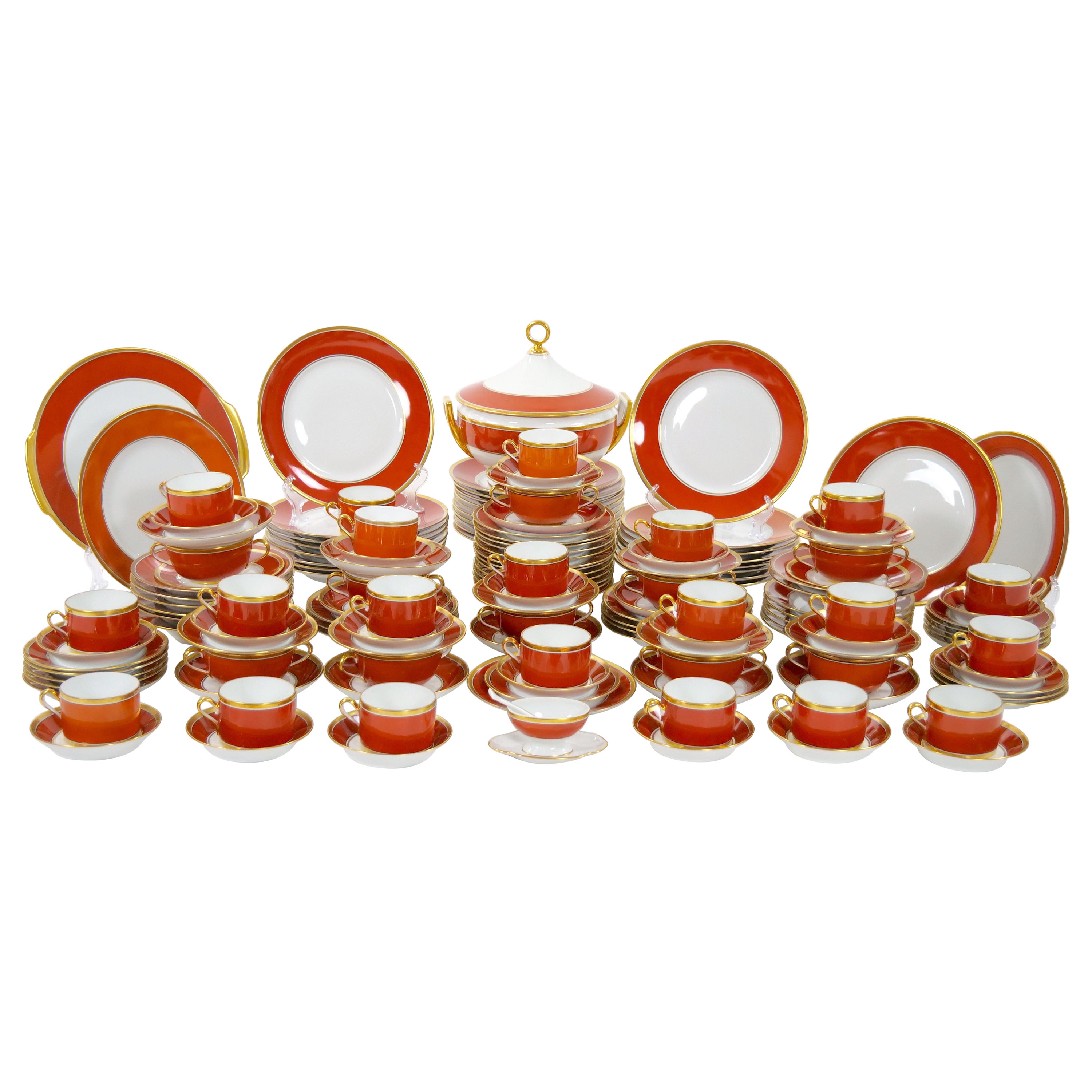 Richard Ginori Burnt Orange Contessa Extensive Dinnerware Service Of 141 Pieces