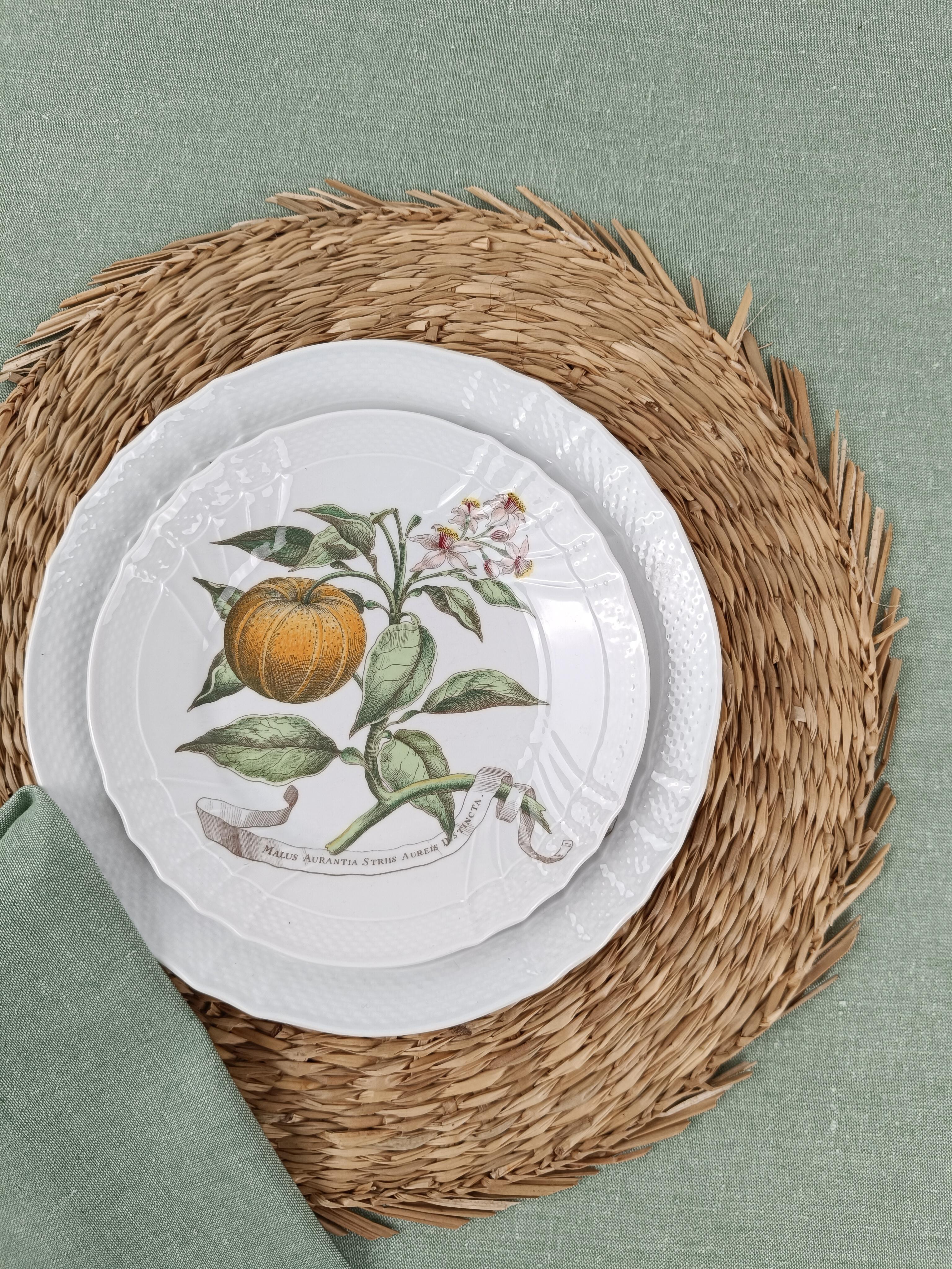 Late 20th Century Richard Ginori China Dinner Service with a botanical print by Munting Abraham For Sale