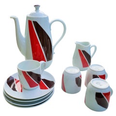 Richard Ginori coffee service with decoration in the style of Arnaldo Pomodoro